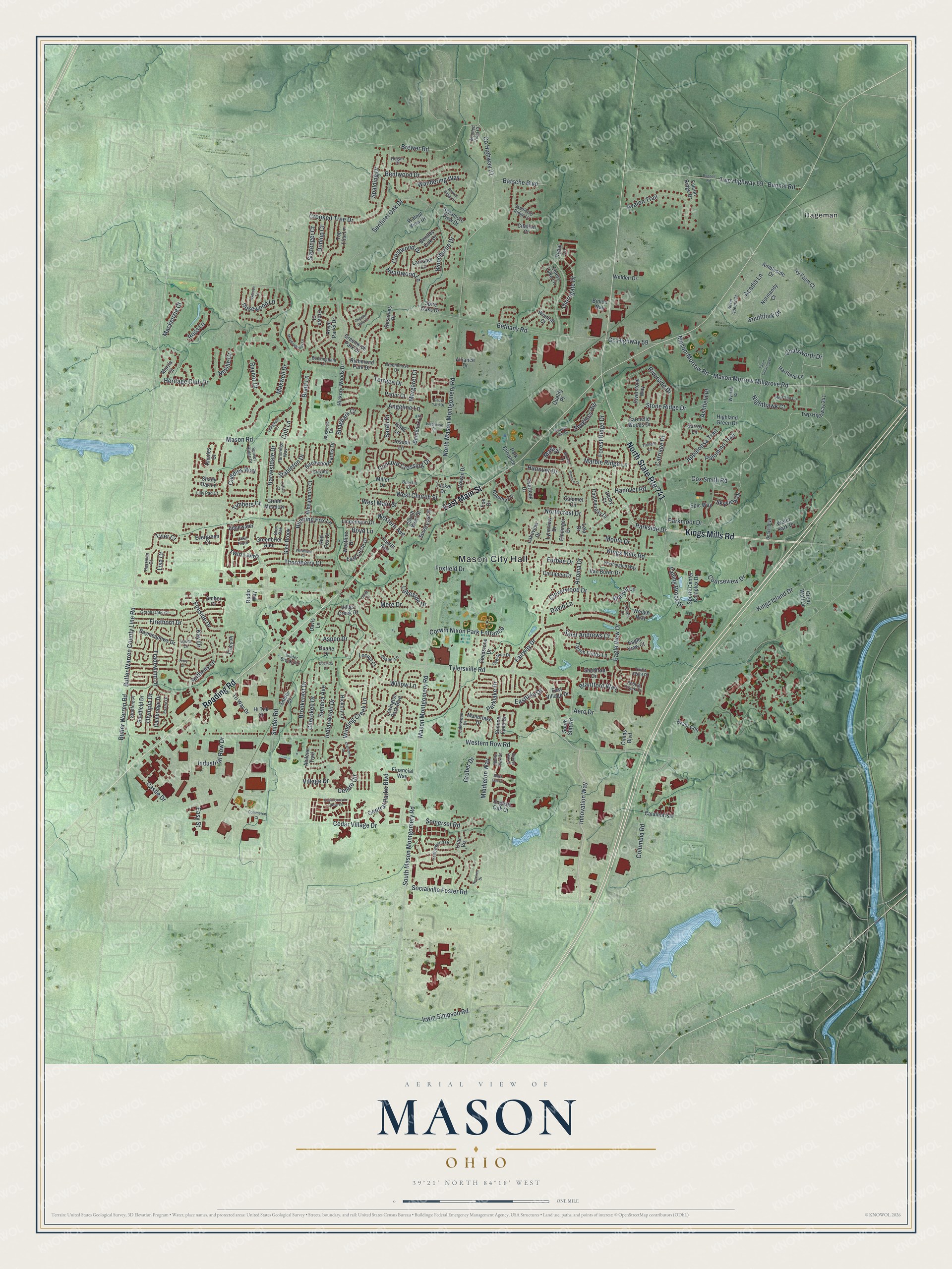 Watermarked full-map preview of Mason, Ohio