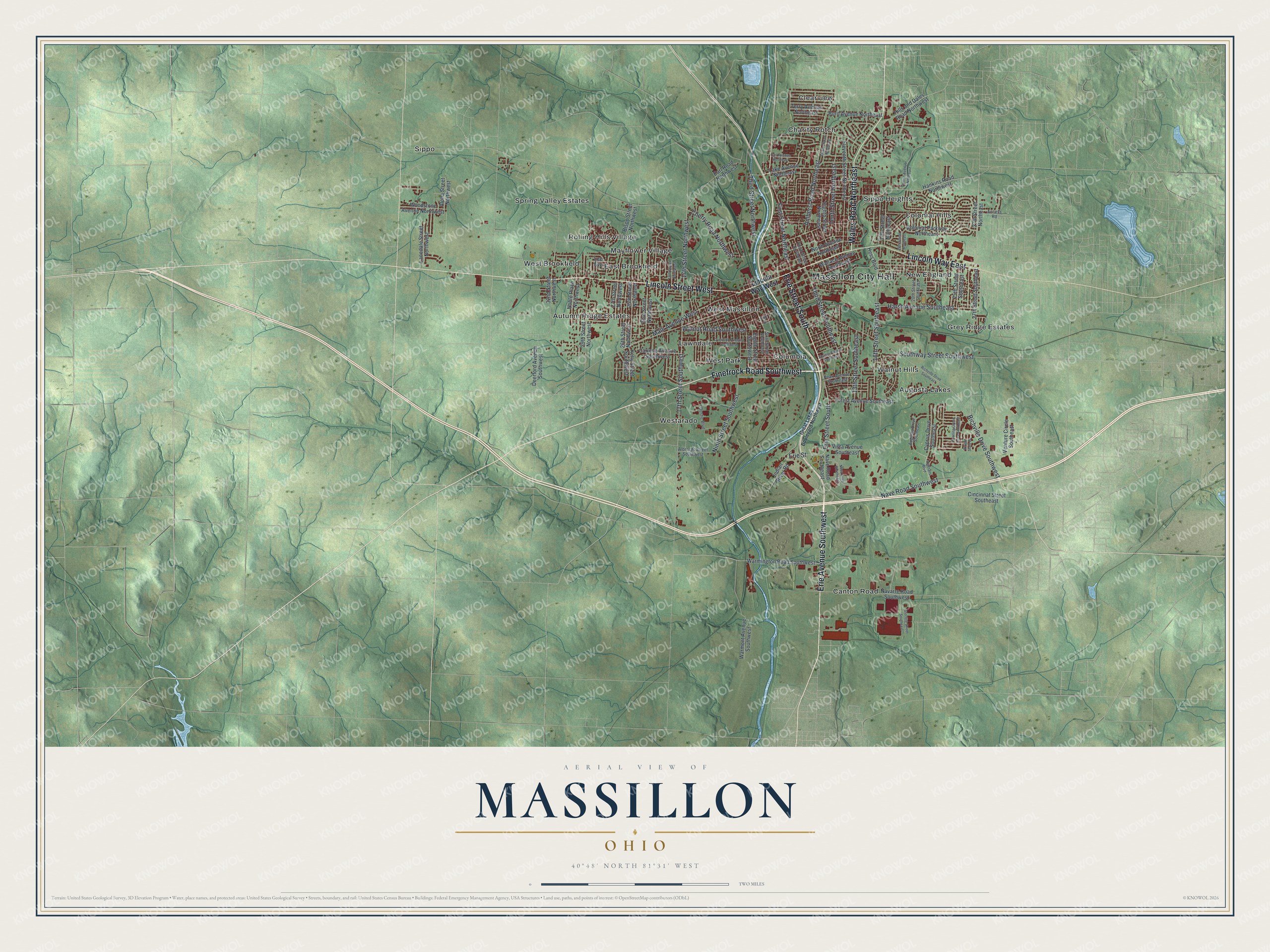 Watermarked full-map preview of Massillon, Ohio