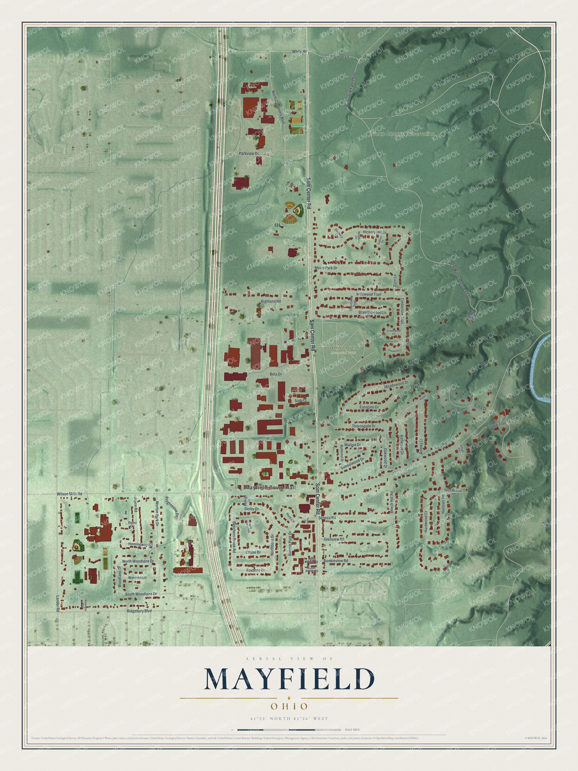 Watermarked full-map preview of Mayfield, Ohio