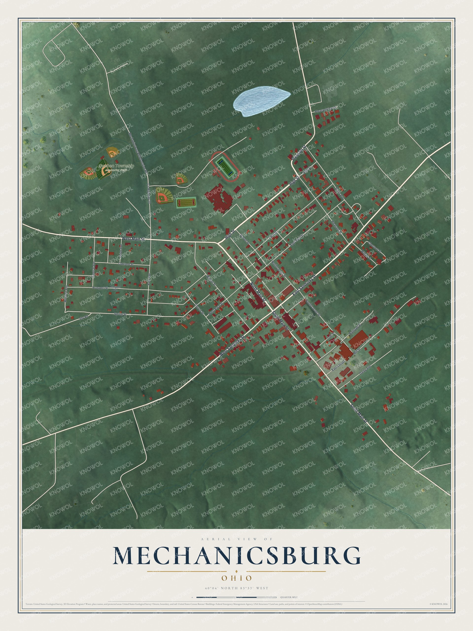Watermarked full-map preview of Mechanicsburg, Ohio