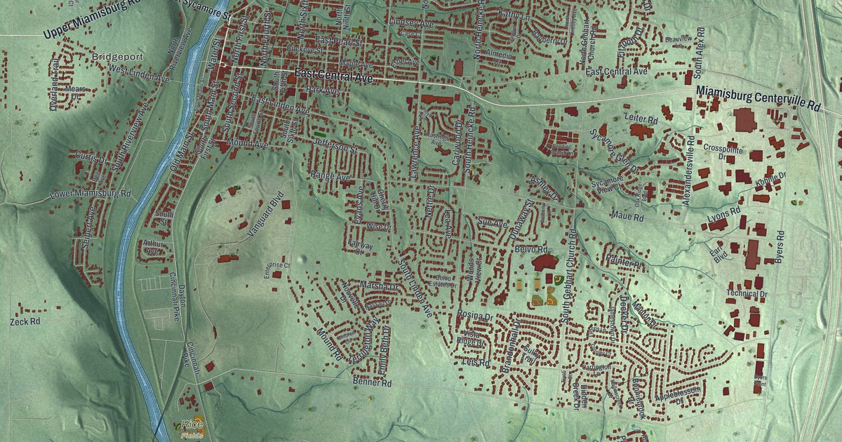 Map of Miamisburg, Ohio in 2026