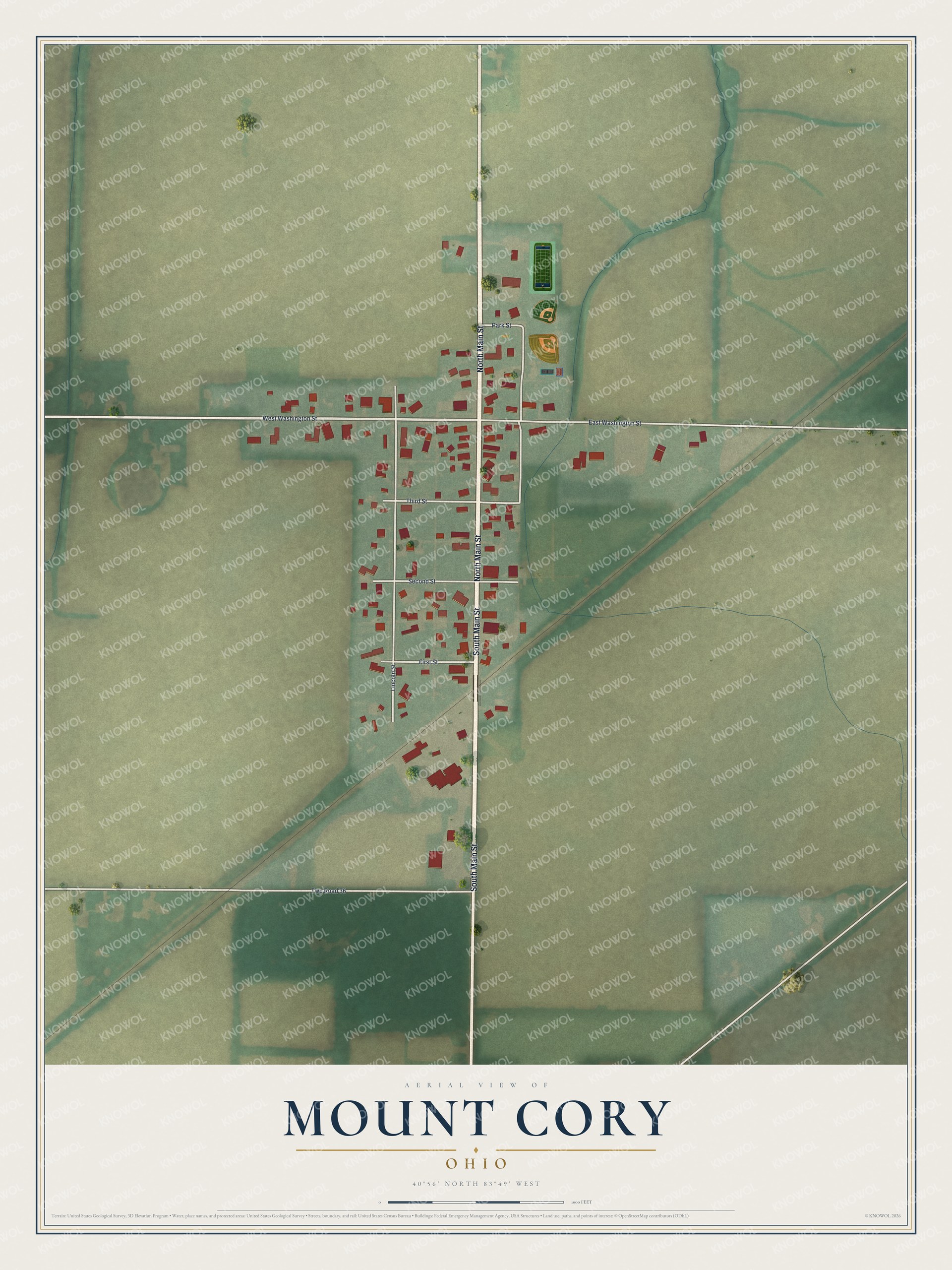 Watermarked full-map preview of Mount Cory, Ohio