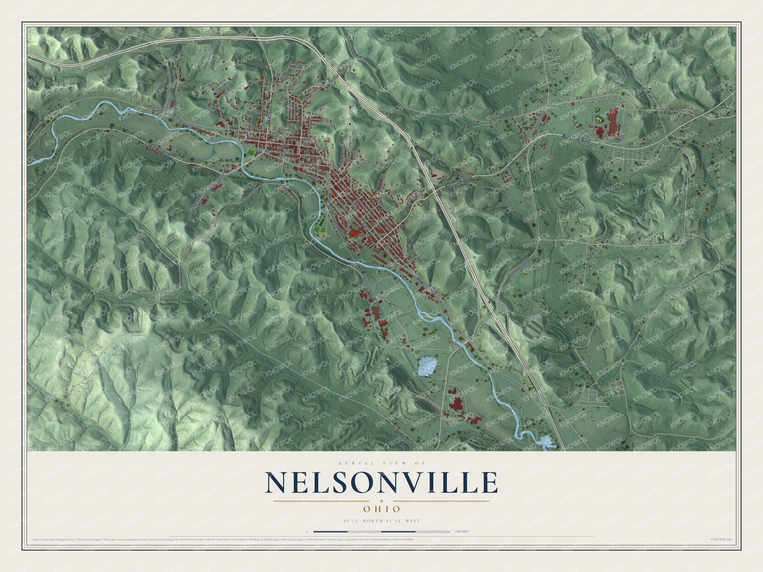 Watermarked full-map preview of Nelsonville, Ohio