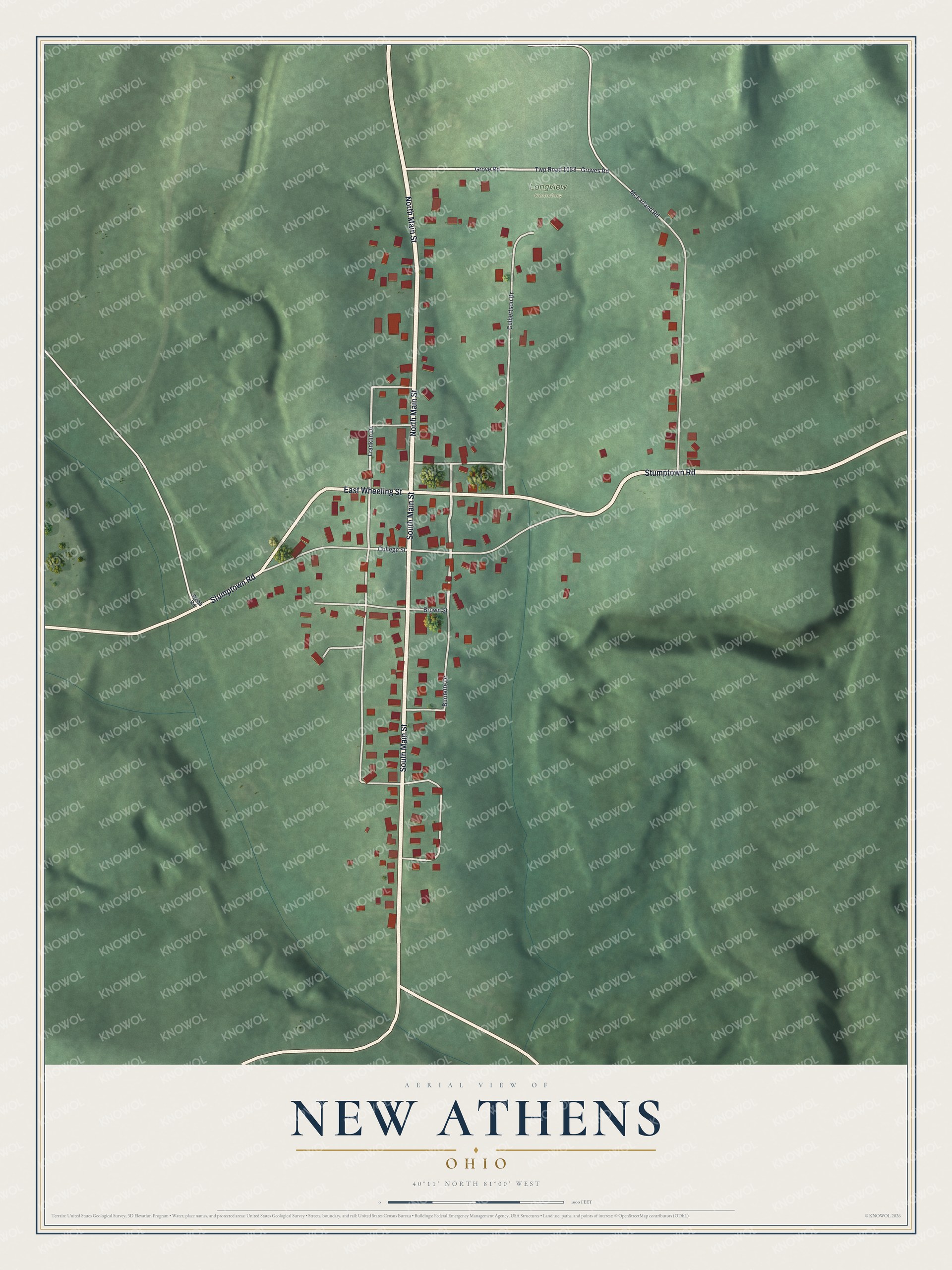 Watermarked full-map preview of New Athens, Ohio