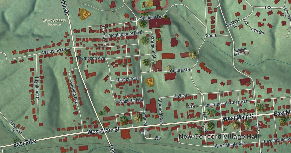 Map of New Concord, Ohio in 2026