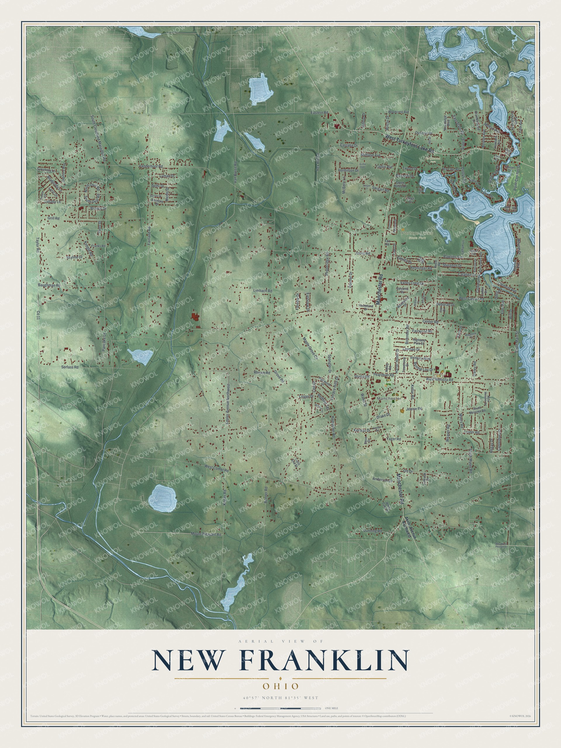 Watermarked full-map preview of New Franklin, Ohio