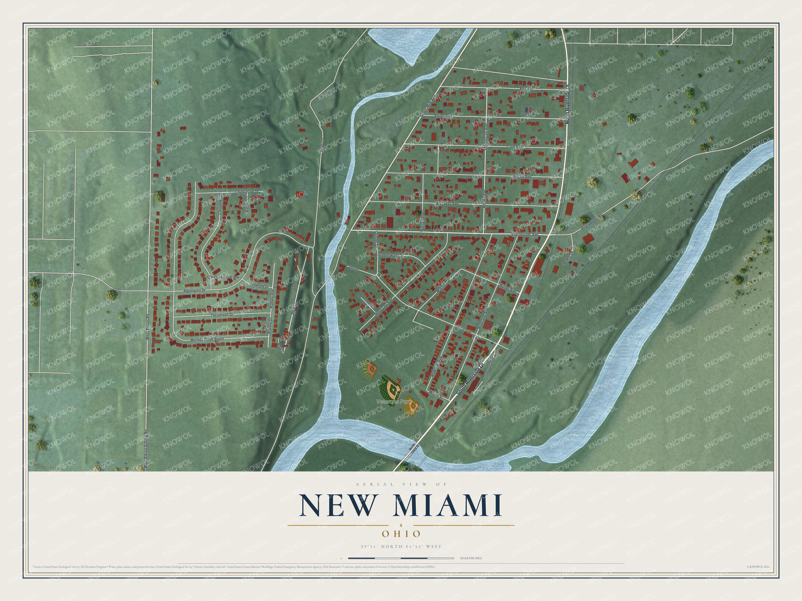 Watermarked full-map preview of New Miami, Ohio