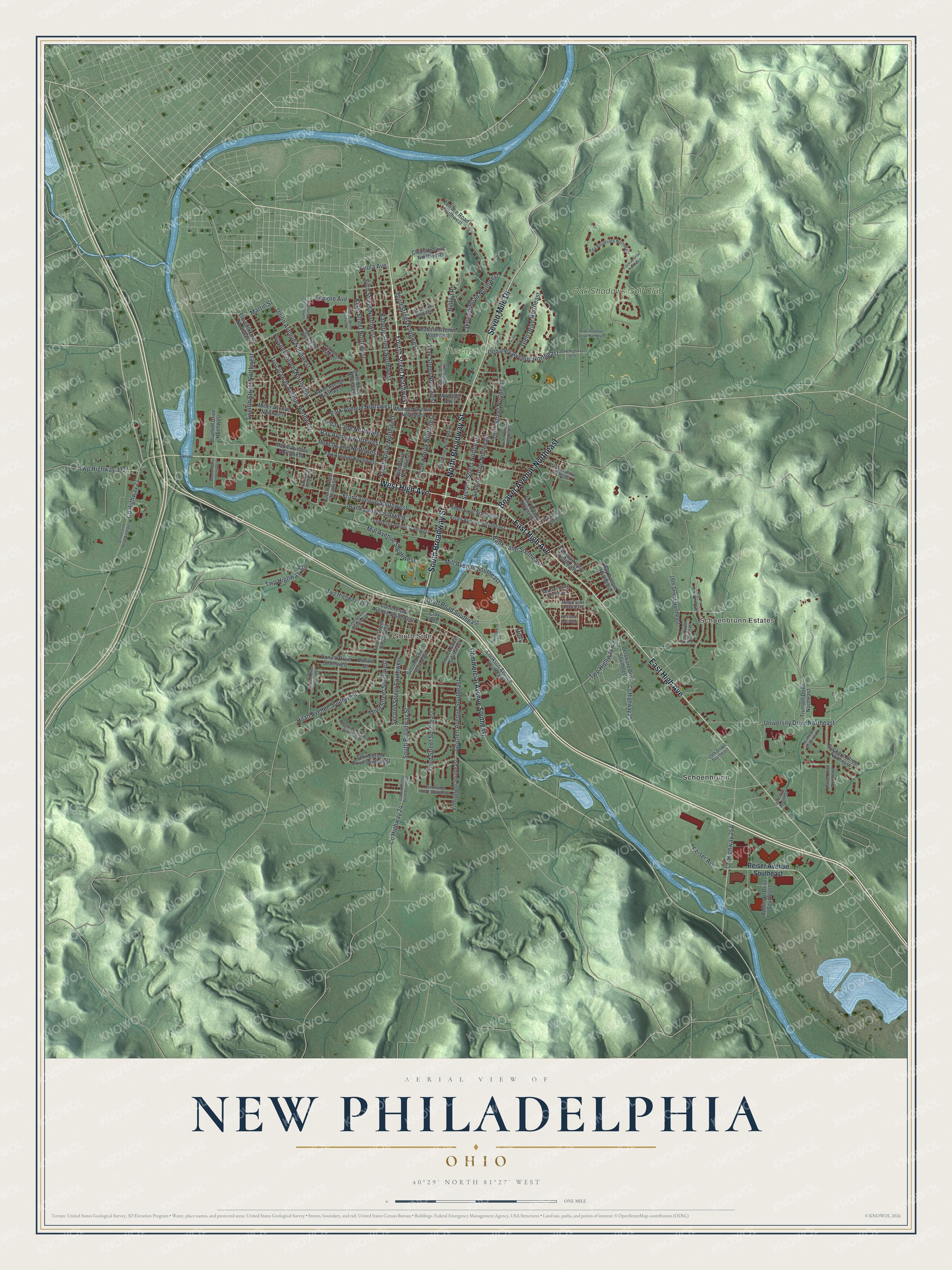Watermarked full-map preview of New Philadelphia, Ohio
