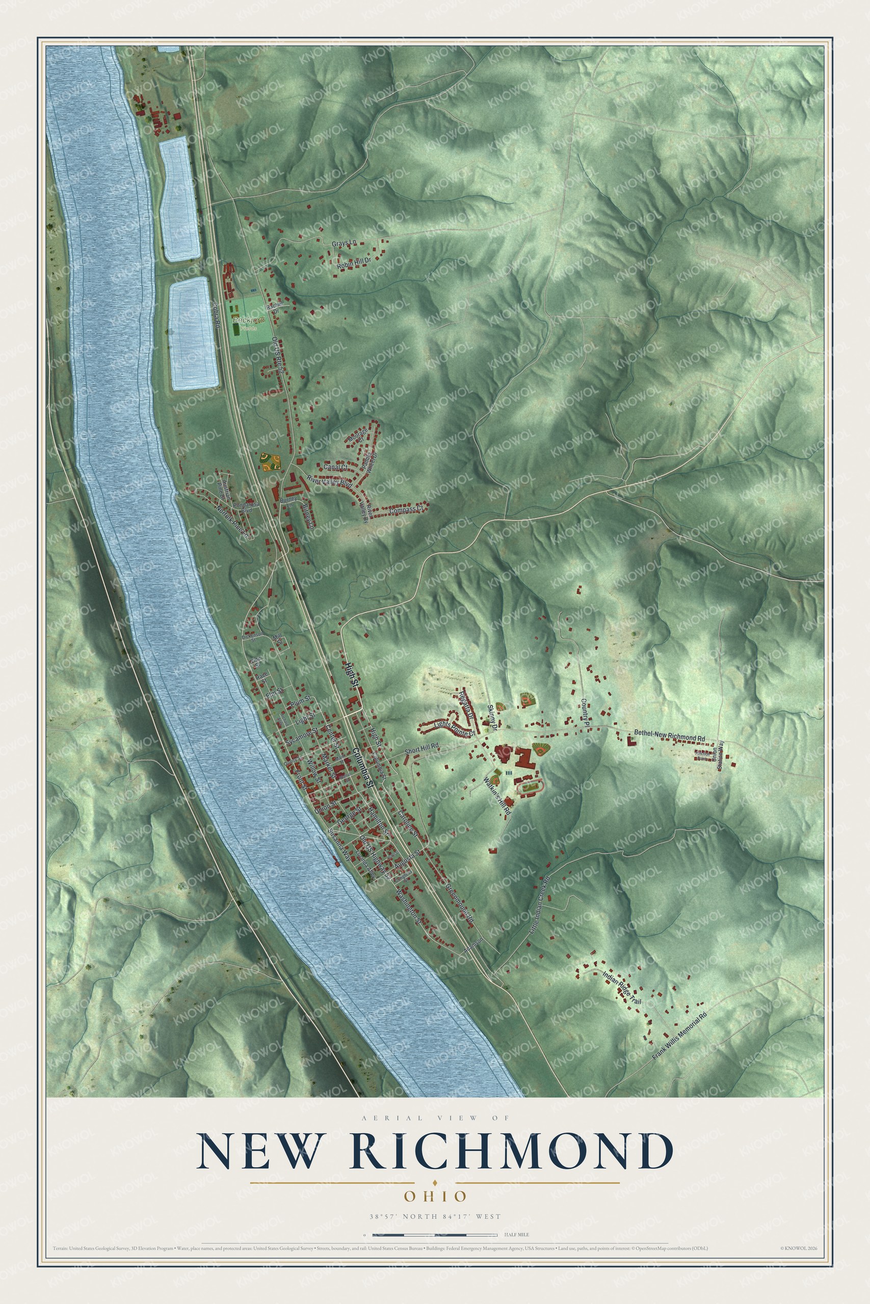 Watermarked full-map preview of New Richmond, Ohio