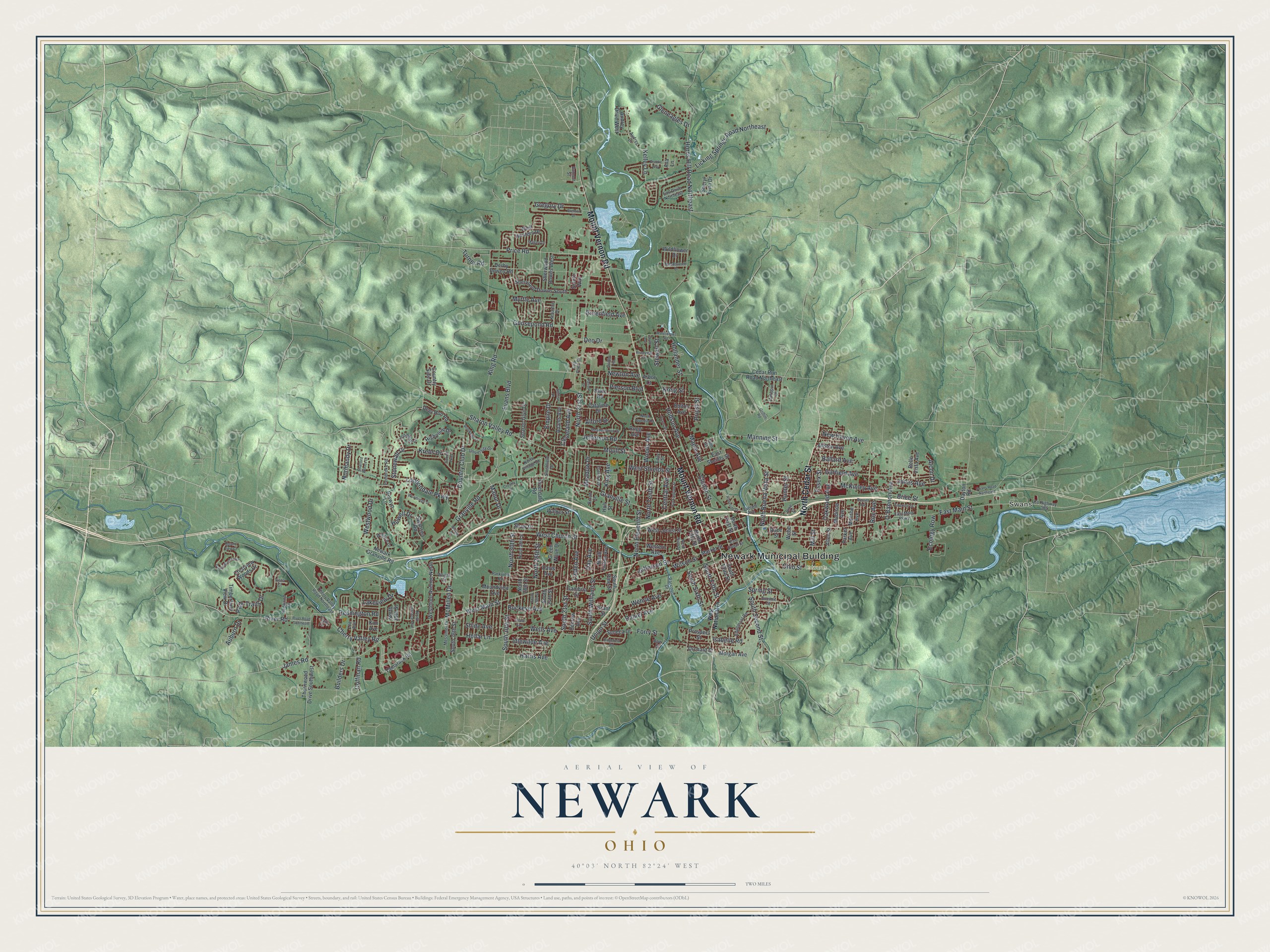Watermarked full-map preview of Newark, Ohio