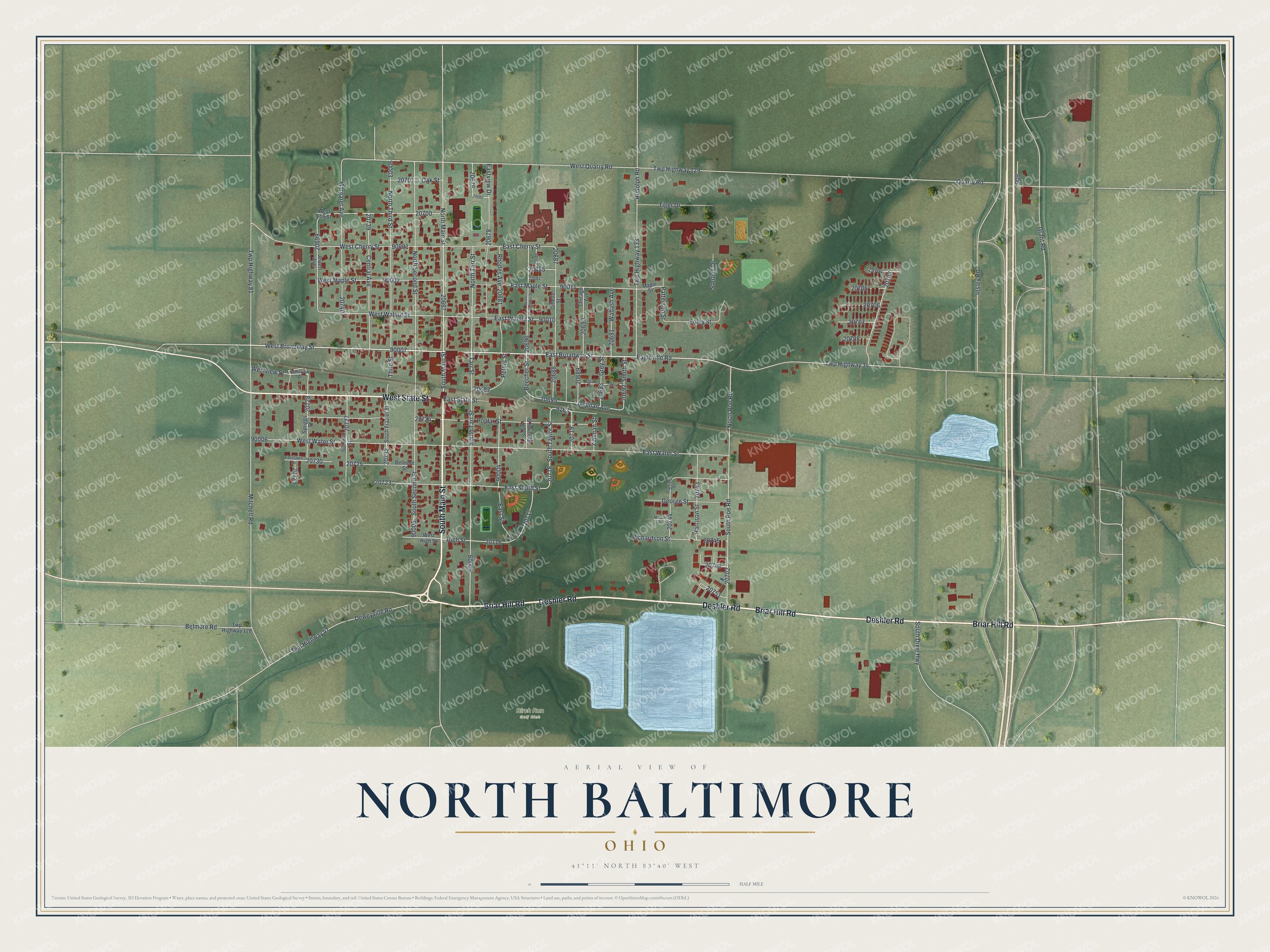 Watermarked full-map preview of North Baltimore, Ohio