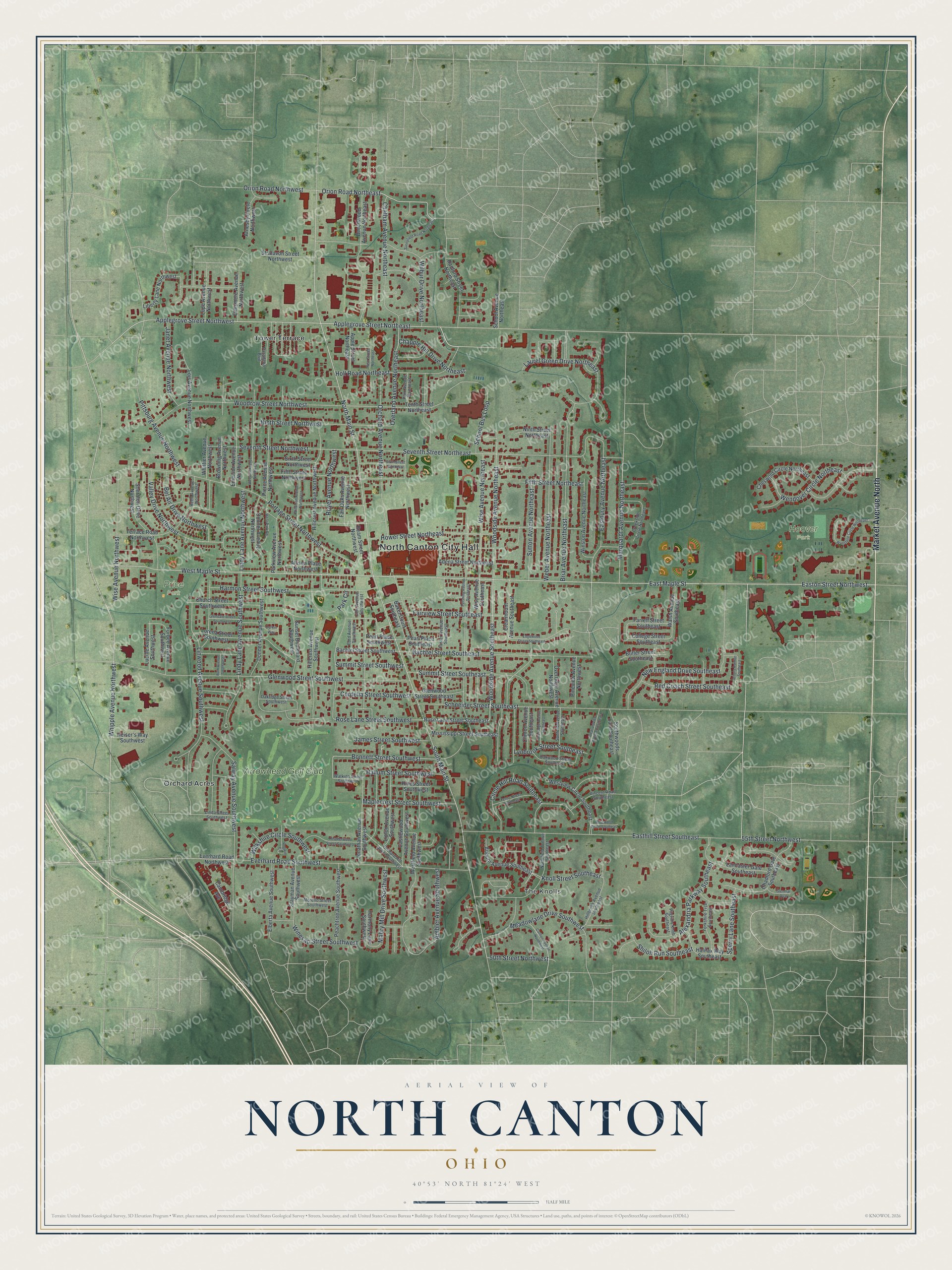 Watermarked full-map preview of North Canton, Ohio