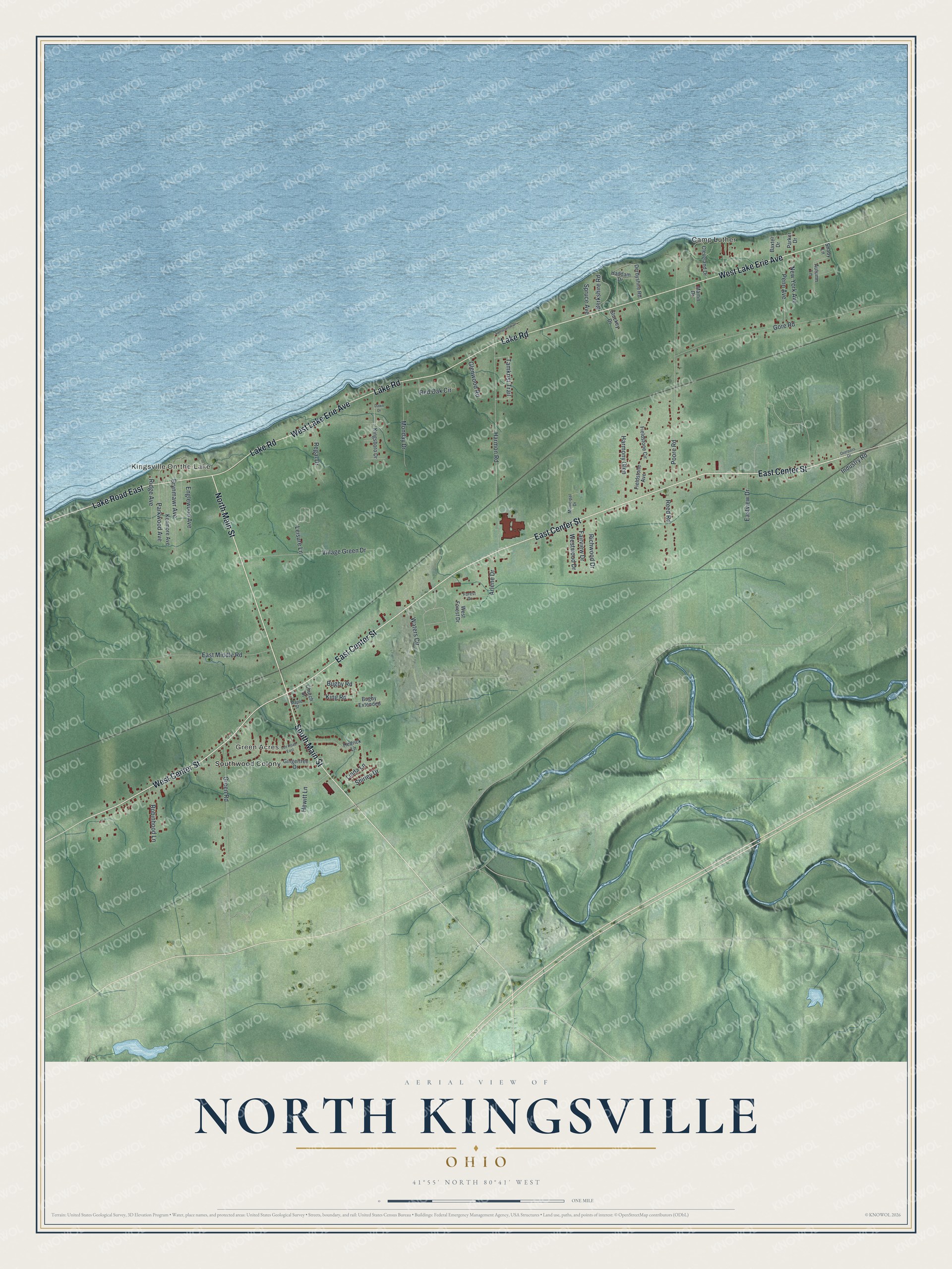 Watermarked full-map preview of North Kingsville, Ohio
