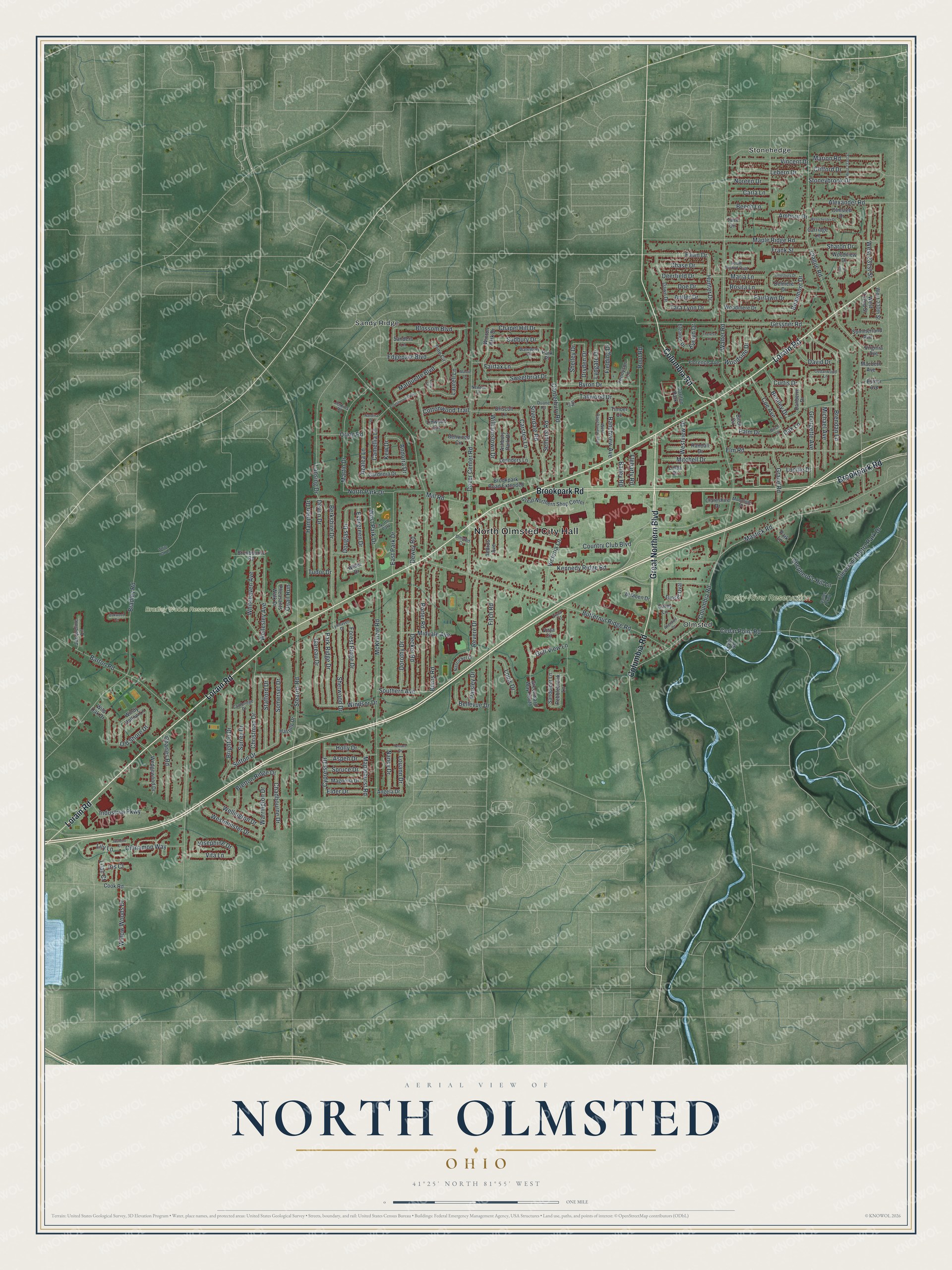 Watermarked full-map preview of North Olmsted, Ohio