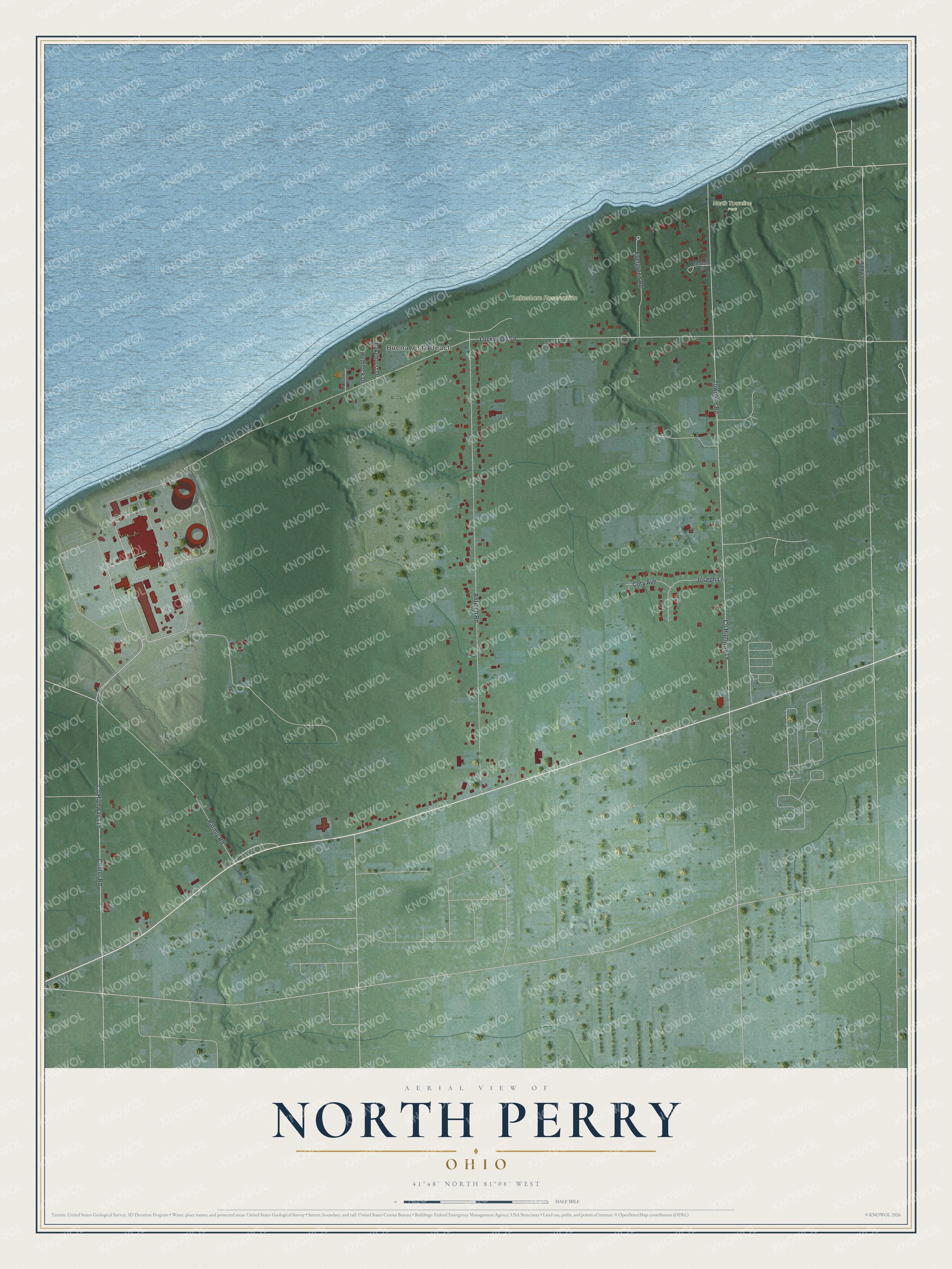 Watermarked full-map preview of North Perry, Ohio
