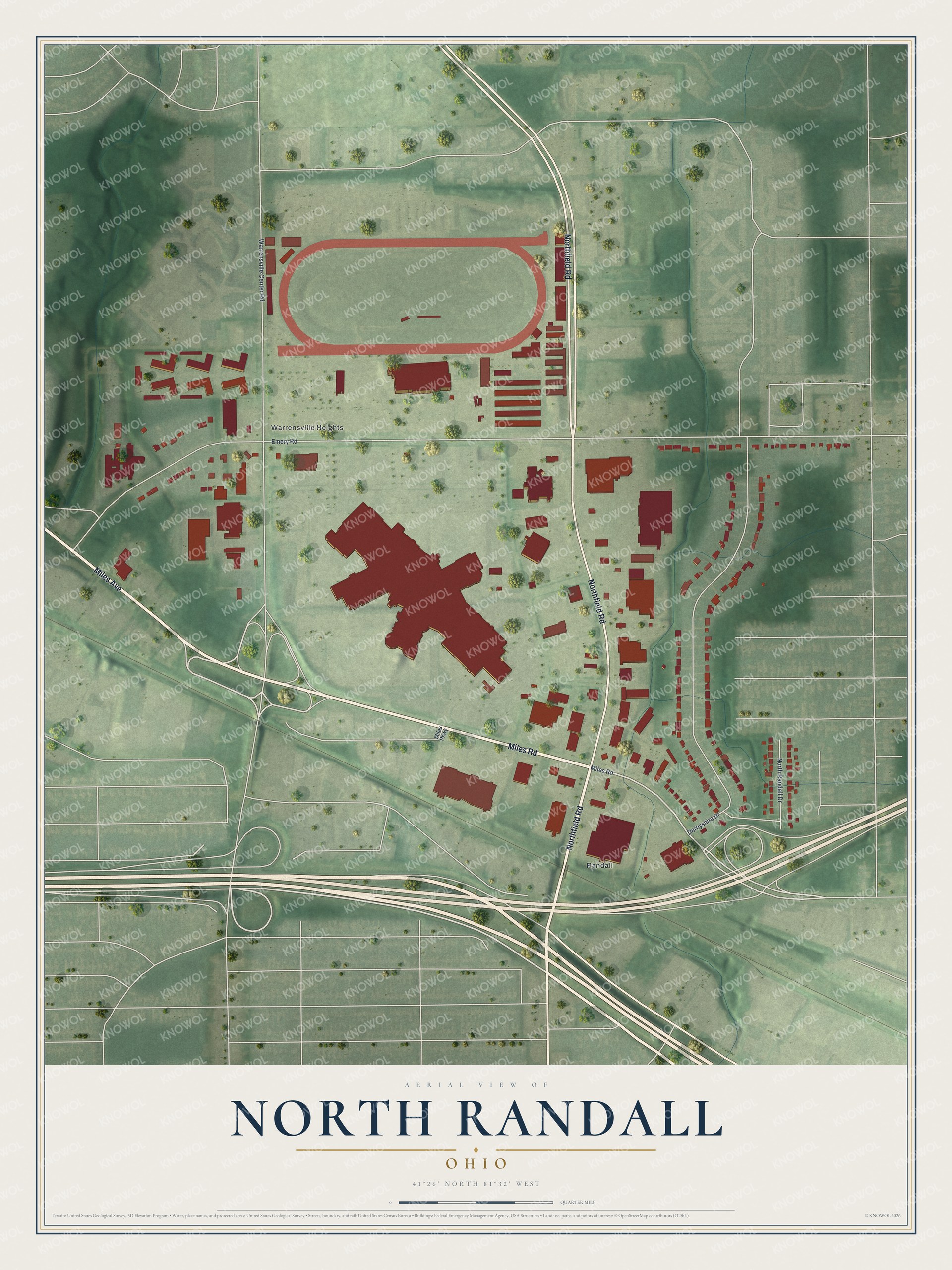 Watermarked full-map preview of North Randall, Ohio