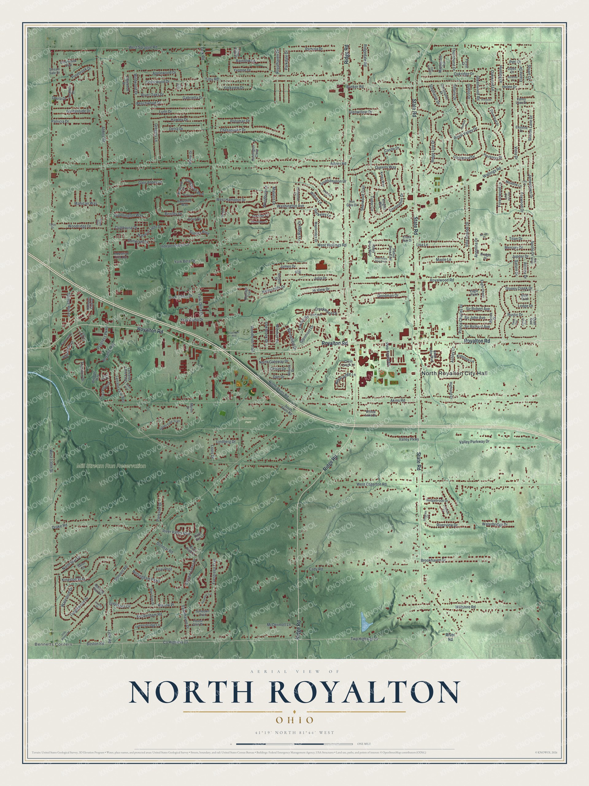 Watermarked full-map preview of North Royalton, Ohio