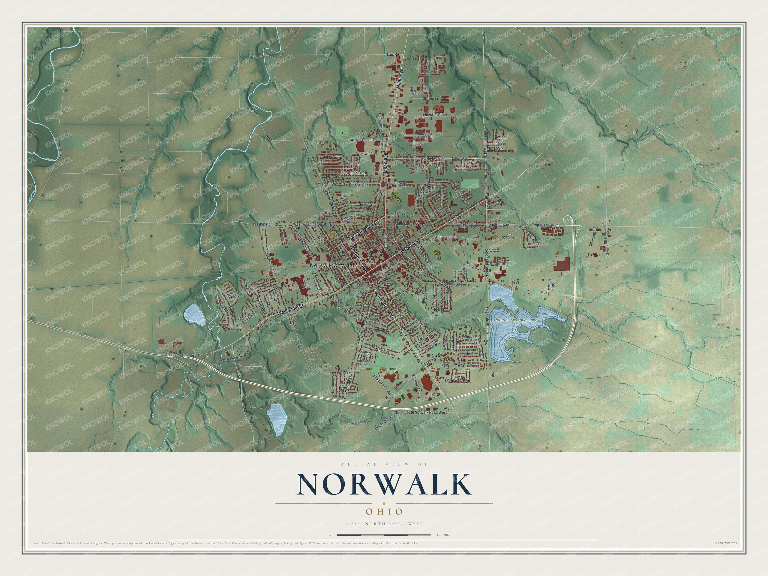 Watermarked full-map preview of Norwalk, Ohio