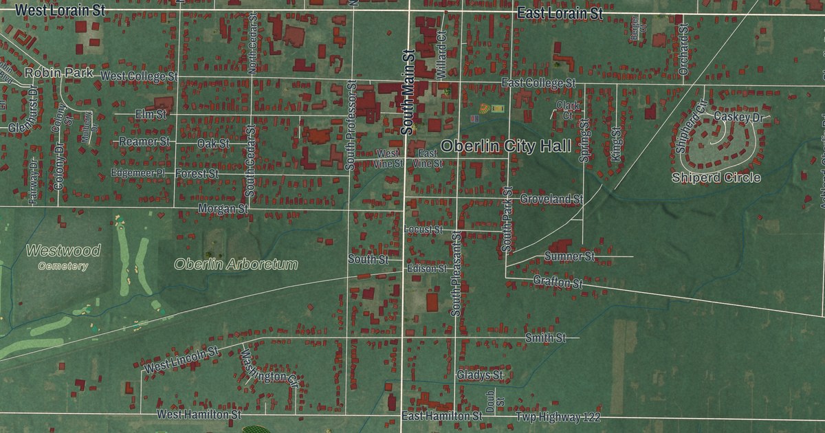 Map of Oberlin, Ohio in 2026