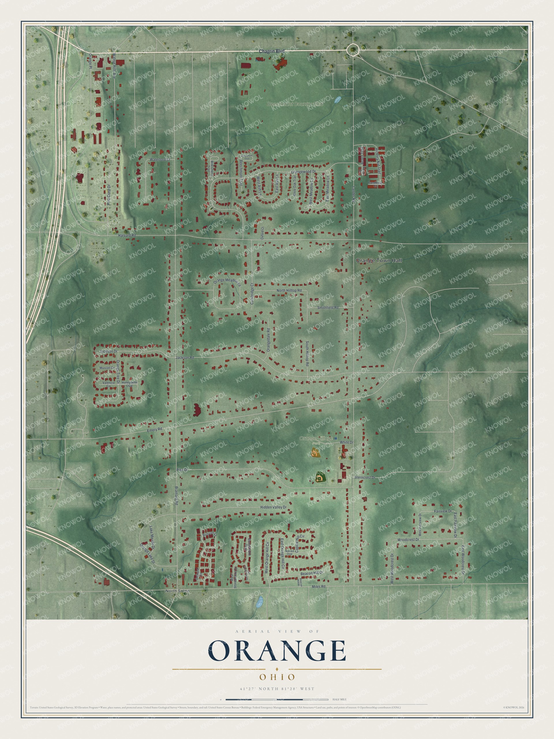 Watermarked full-map preview of Orange, Ohio