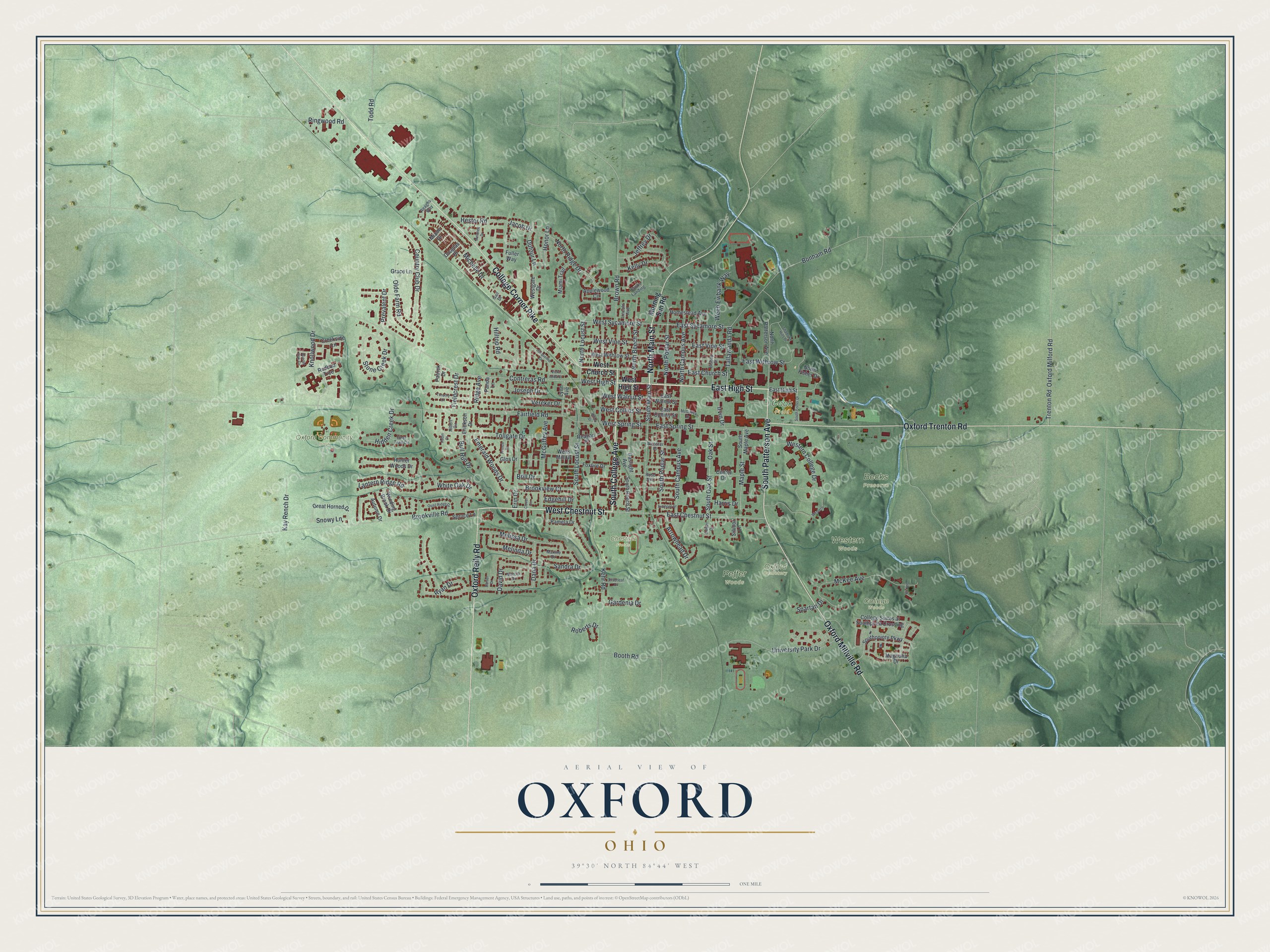 Watermarked full-map preview of Oxford, Ohio