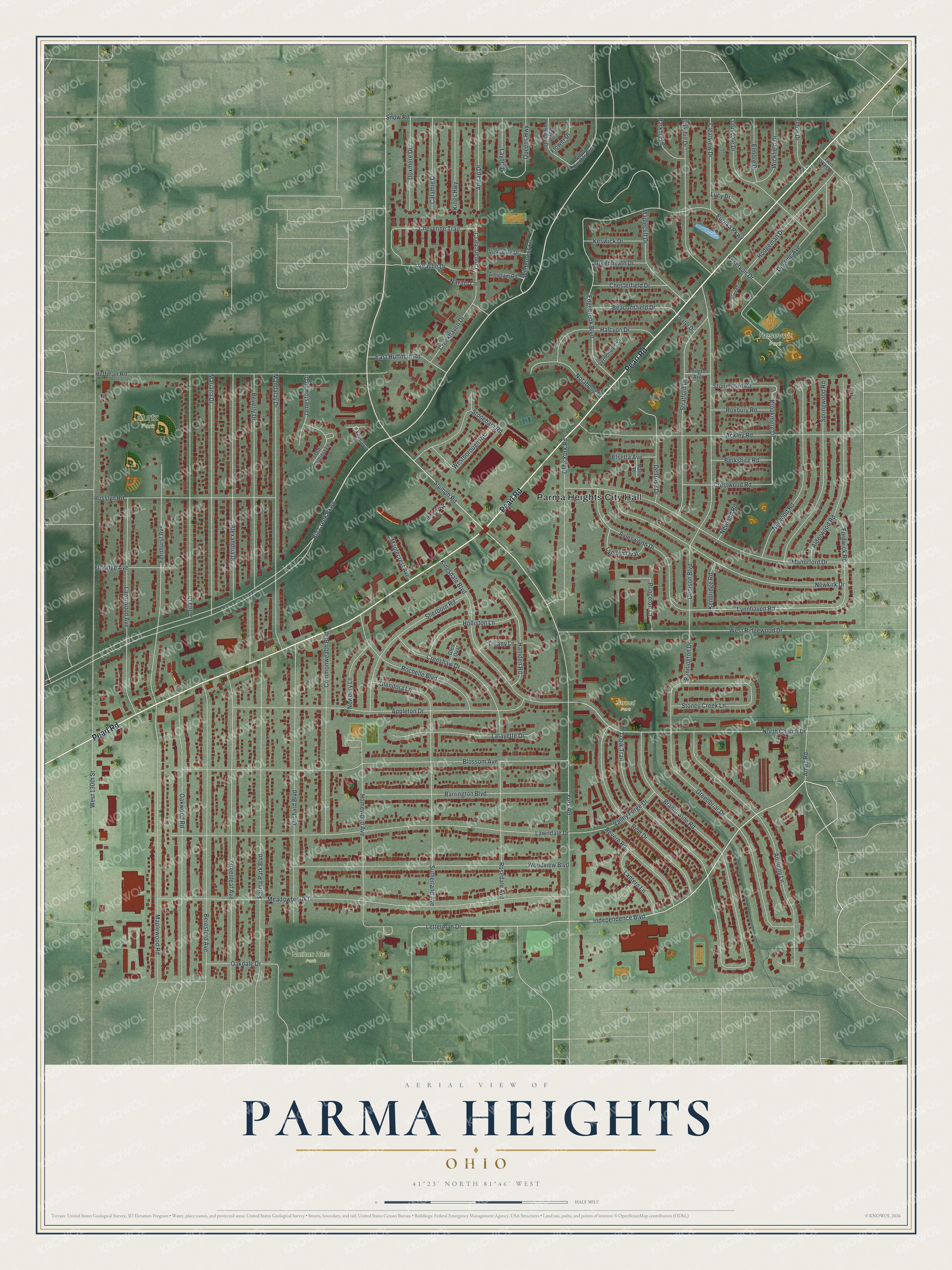 Watermarked full-map preview of Parma Heights, Ohio