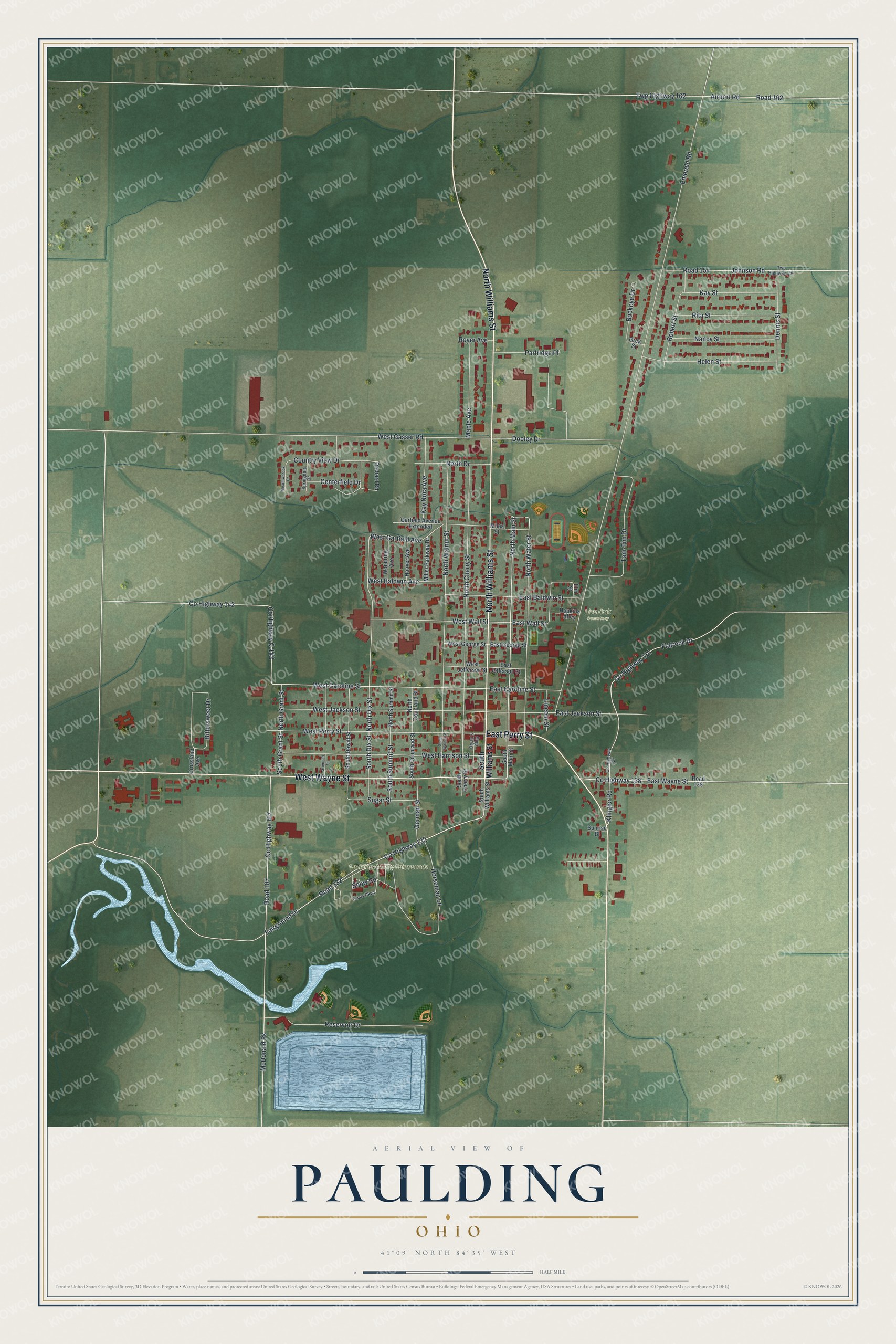 Watermarked full-map preview of Paulding, Ohio