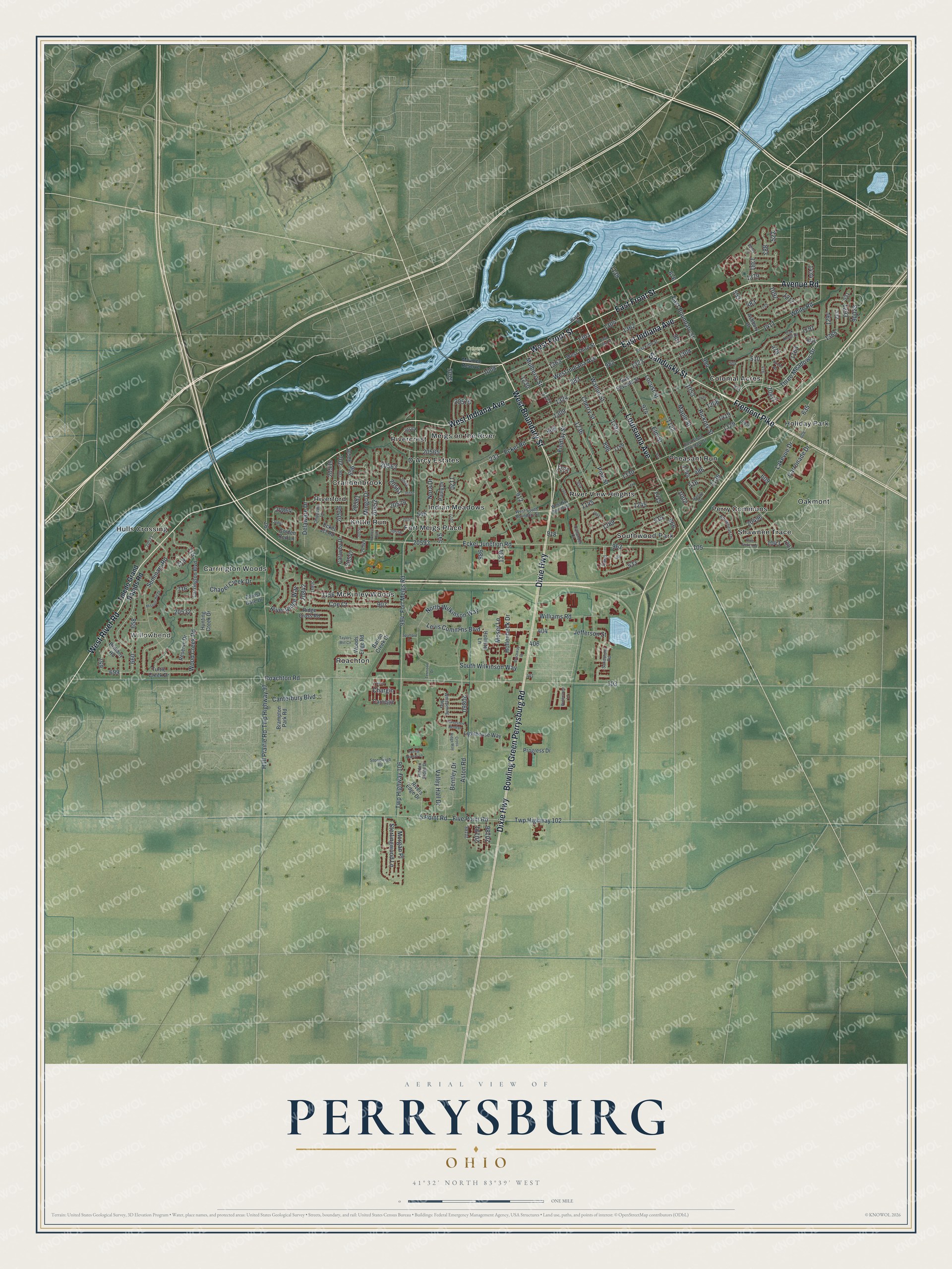 Watermarked full-map preview of Perrysburg, Ohio