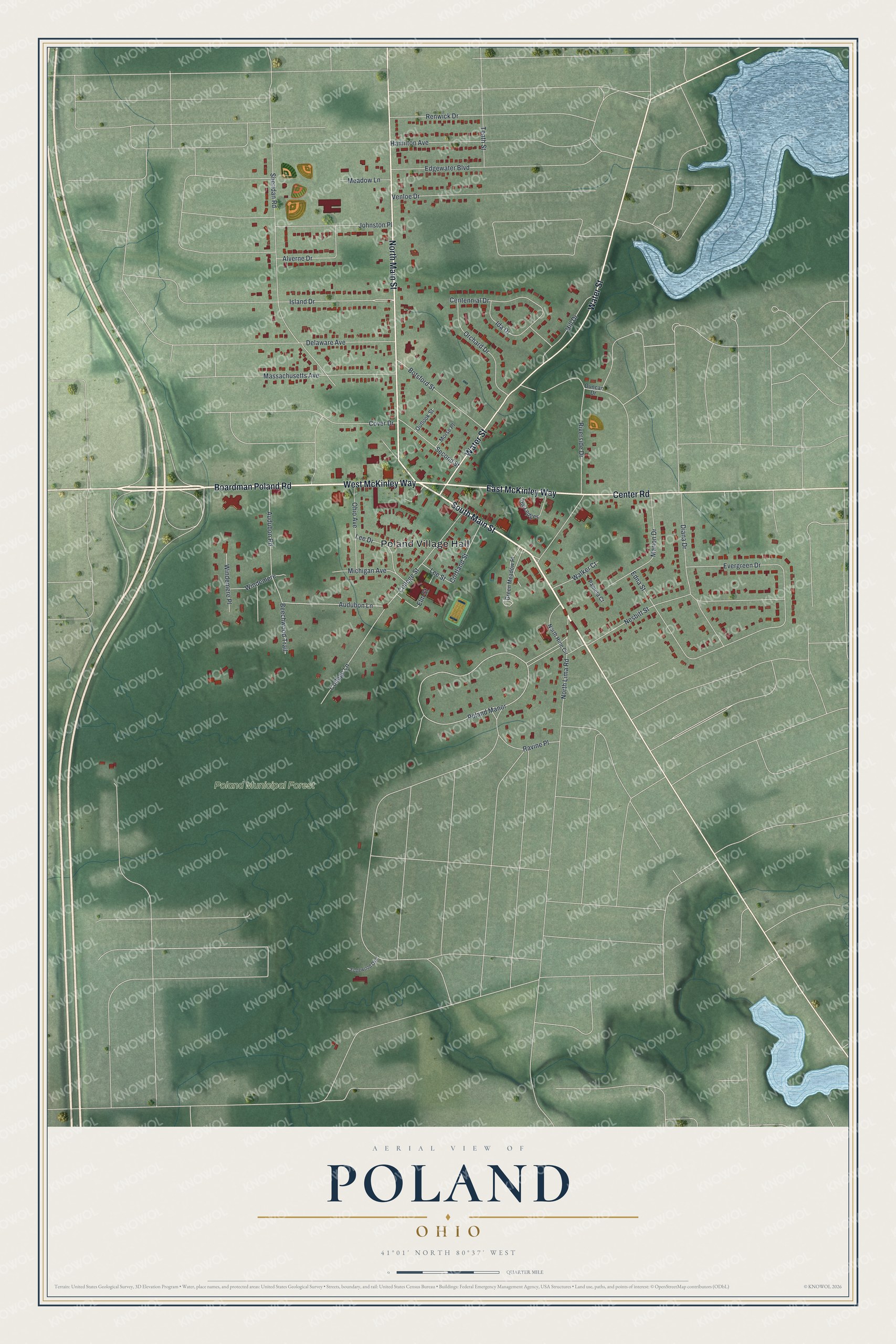 Watermarked full-map preview of Poland, Ohio