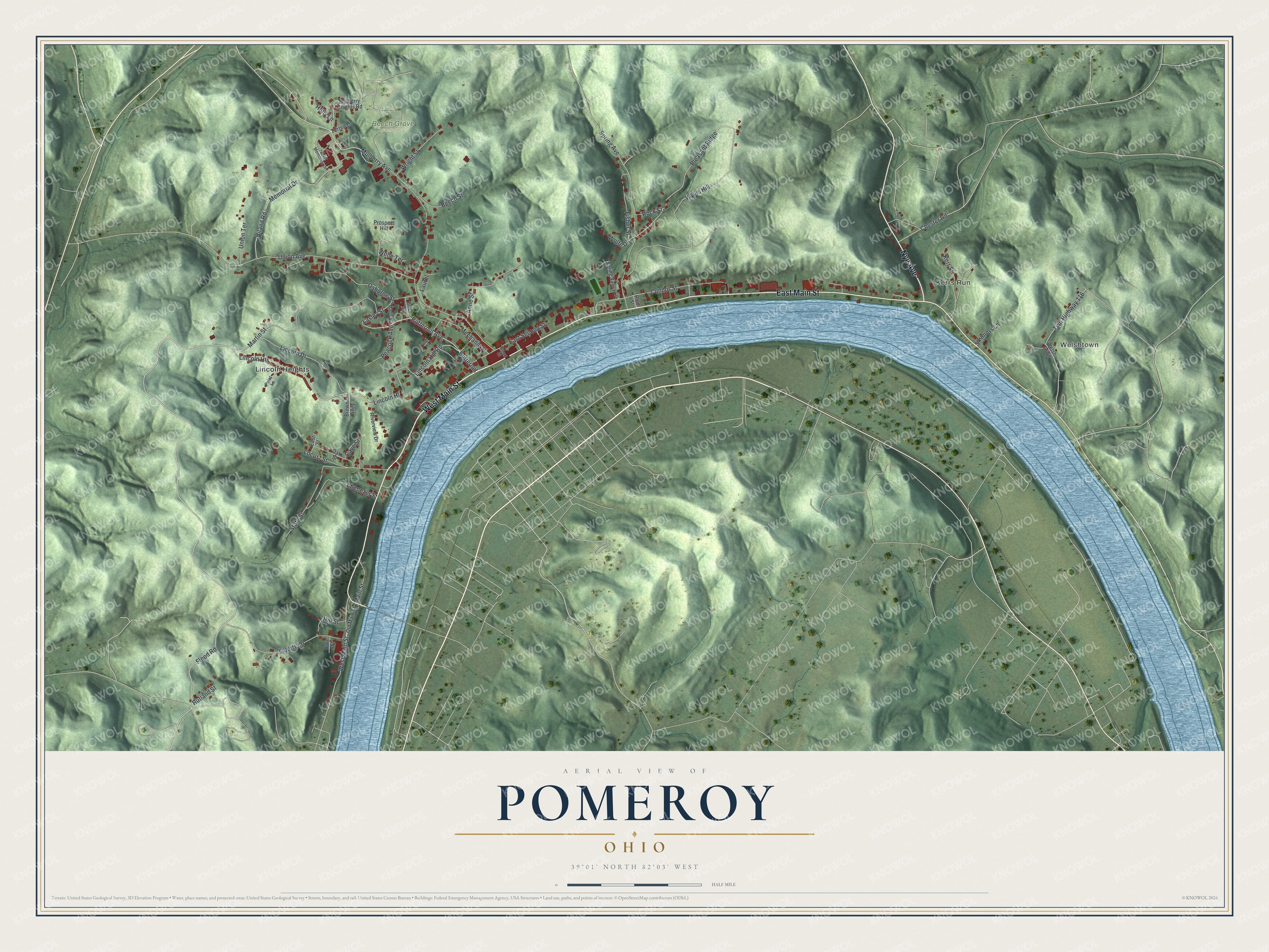 Watermarked full-map preview of Pomeroy, Ohio