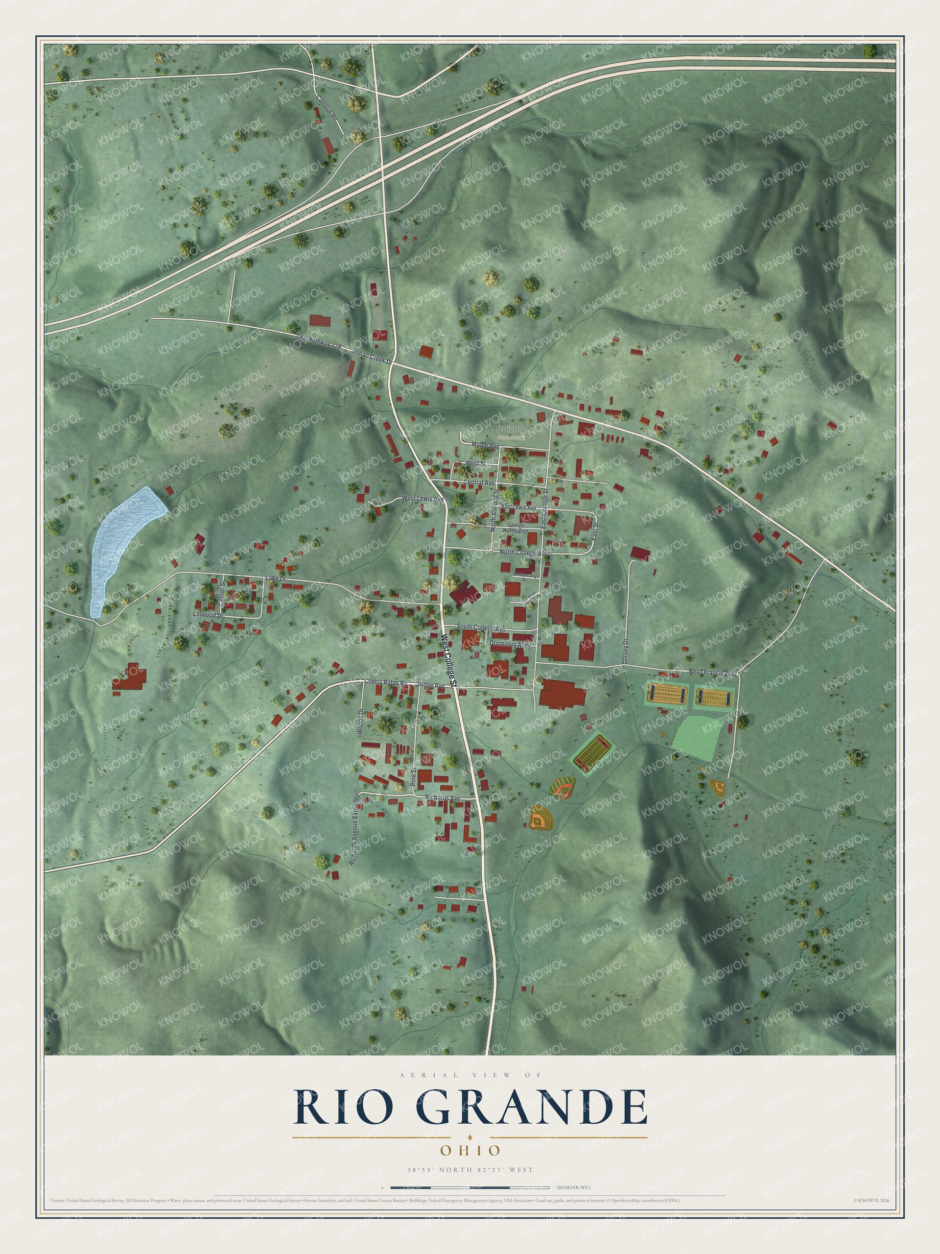 Watermarked full-map preview of Rio Grande, Ohio