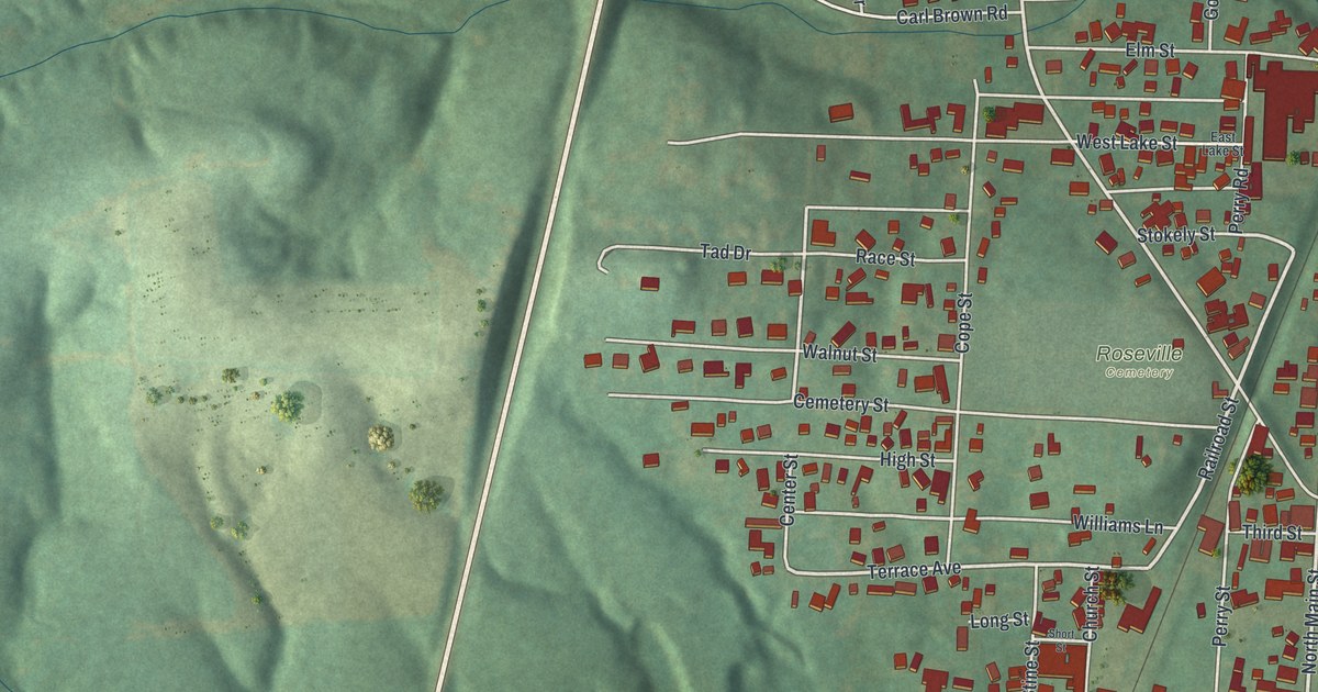 Map of Roseville, Ohio in 2026