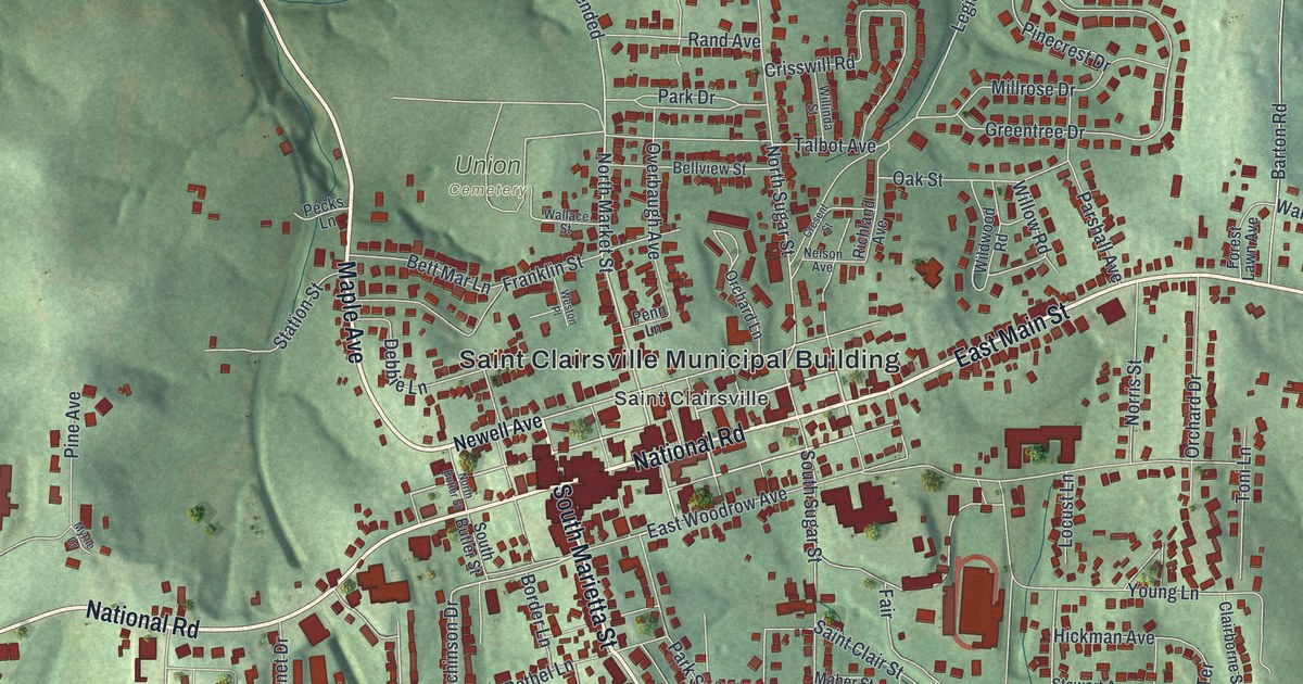 Map of St. Clairsville, Ohio in 2026