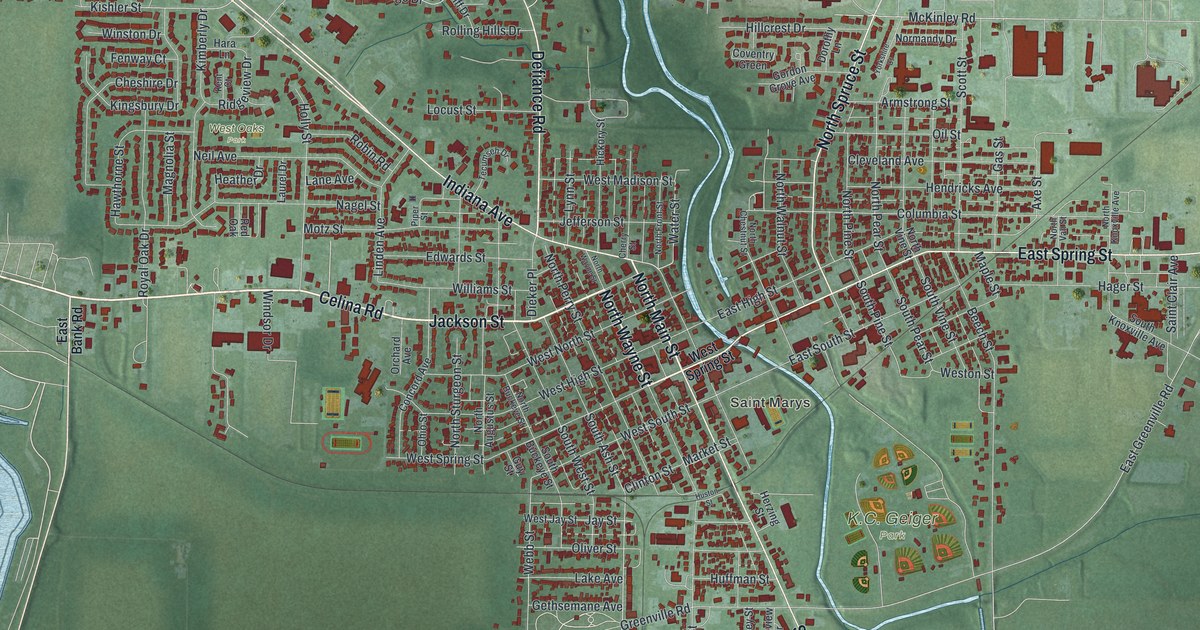 Map of St. Marys, Ohio in 2026