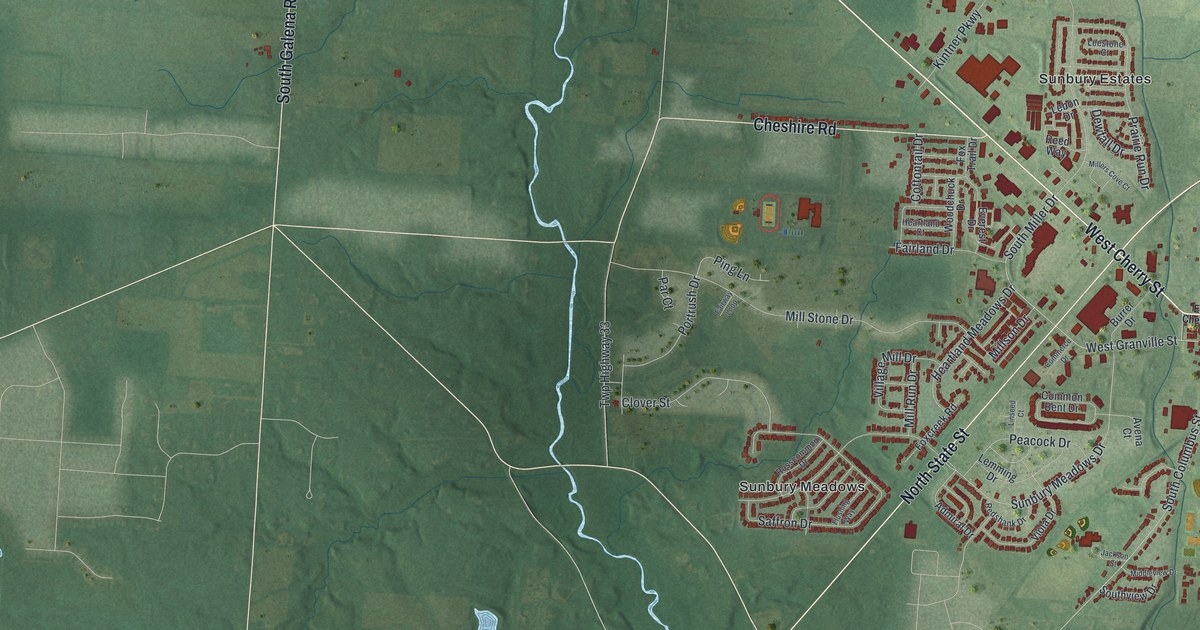 Map of Sunbury, Ohio in 2026