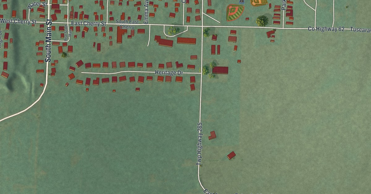 Map of Tuscarawas, Ohio in 2026