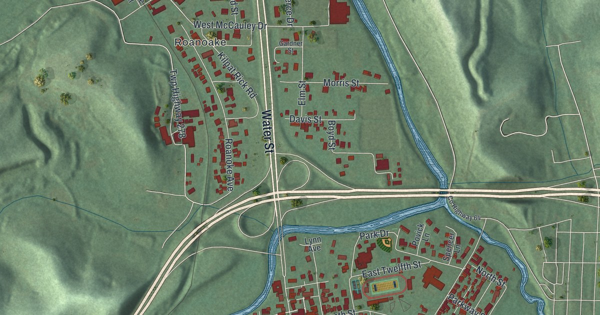 Map of Uhrichsville, Ohio in 2026