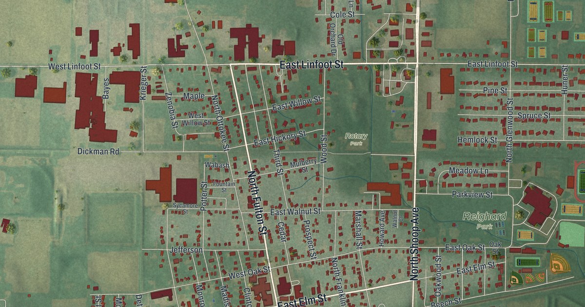Map of Wauseon, Ohio in 2026