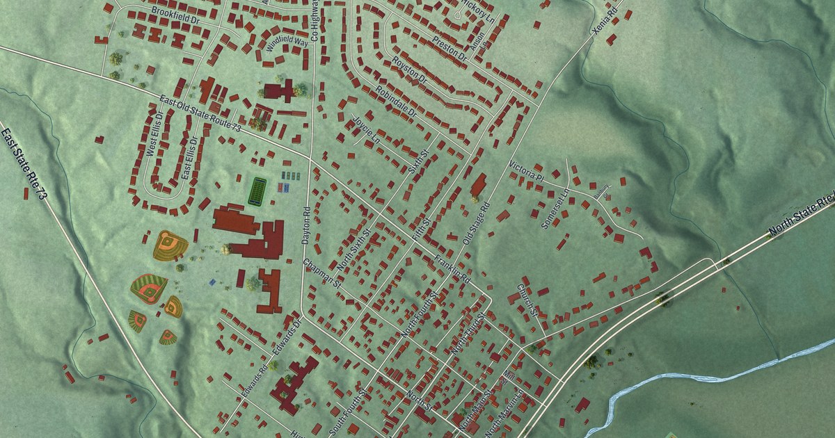 Map of Waynesville, Ohio in 2026