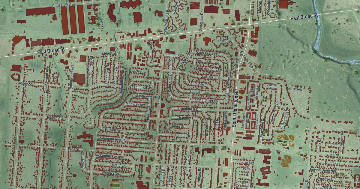 Map of Whitehall, Ohio in 2026