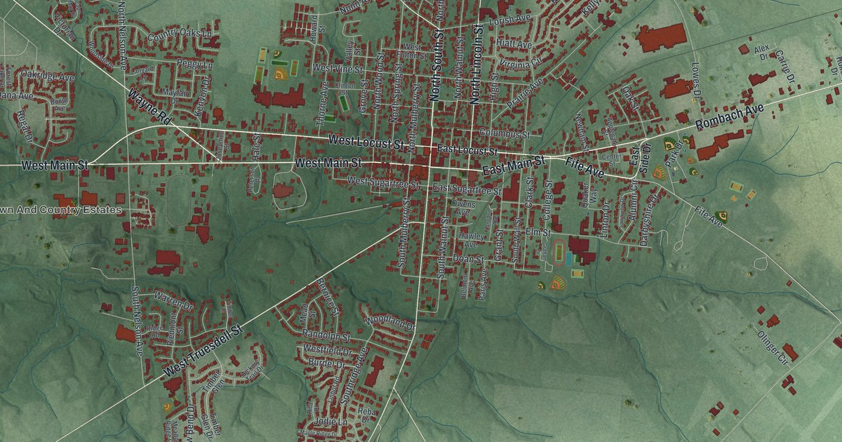 Map of Wilmington, Ohio in 2026