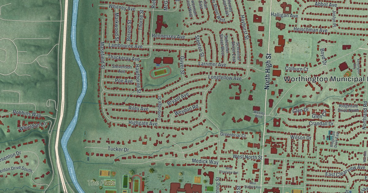 Map of Worthington, Ohio in 2026