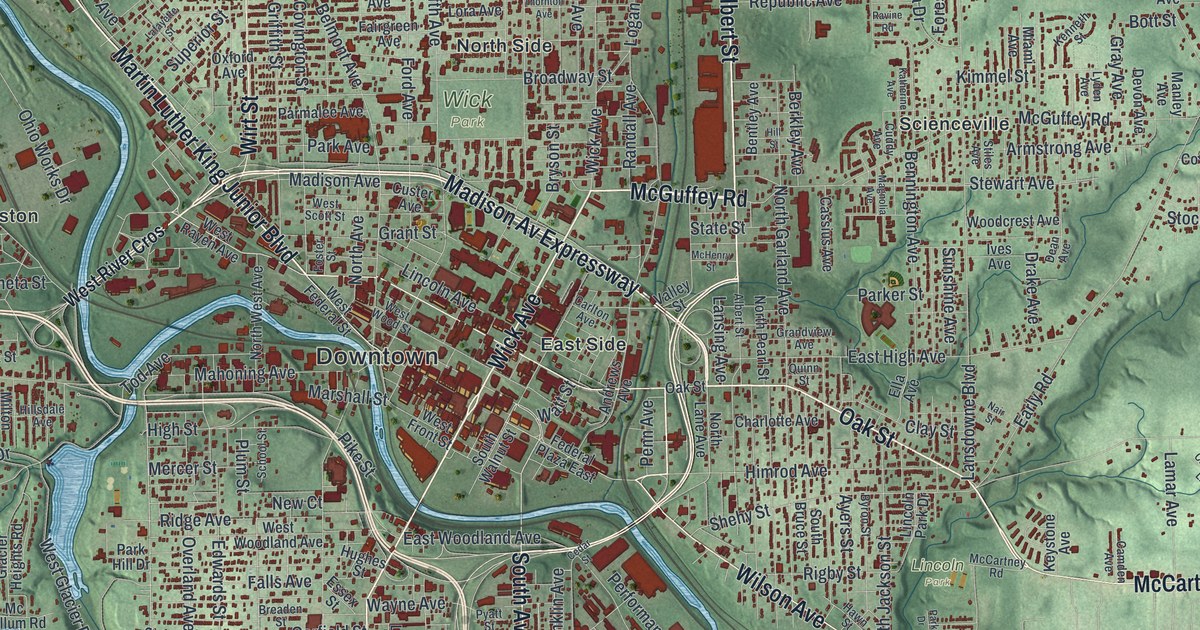 Map of Youngstown, Ohio in 2026