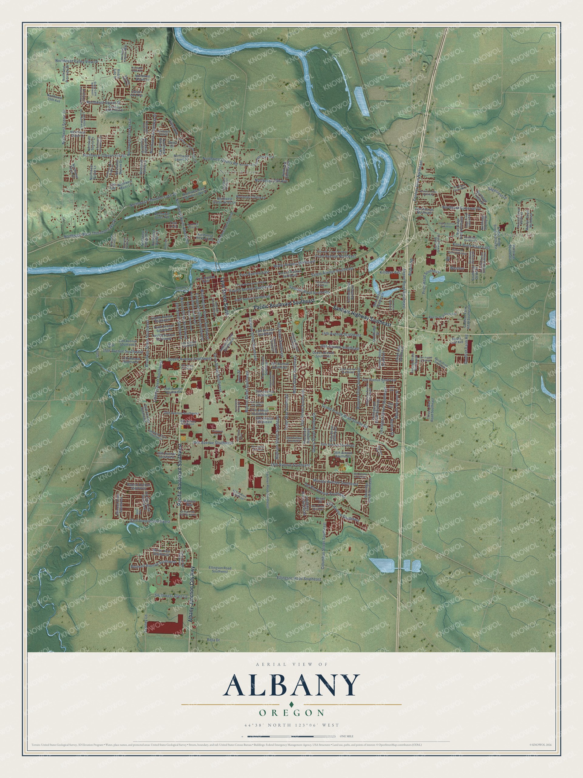 Watermarked full-map preview of Albany, Oregon