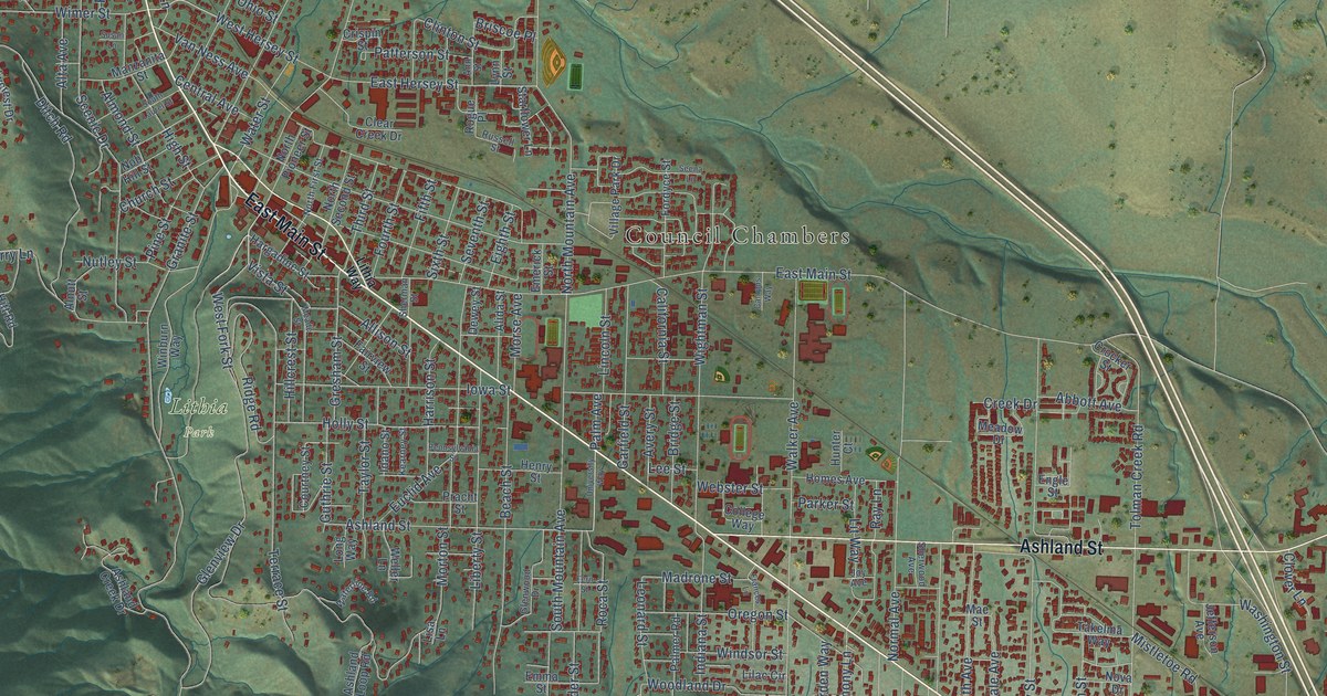 Map of Ashland, Oregon in 2026