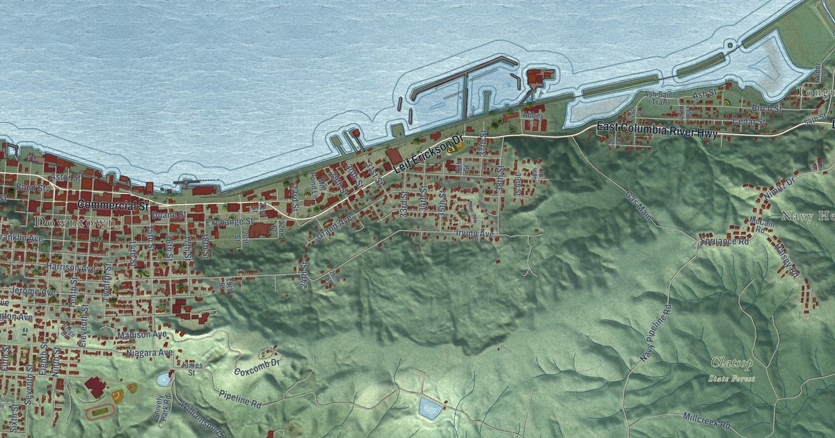Map of Astoria, Oregon in 2026