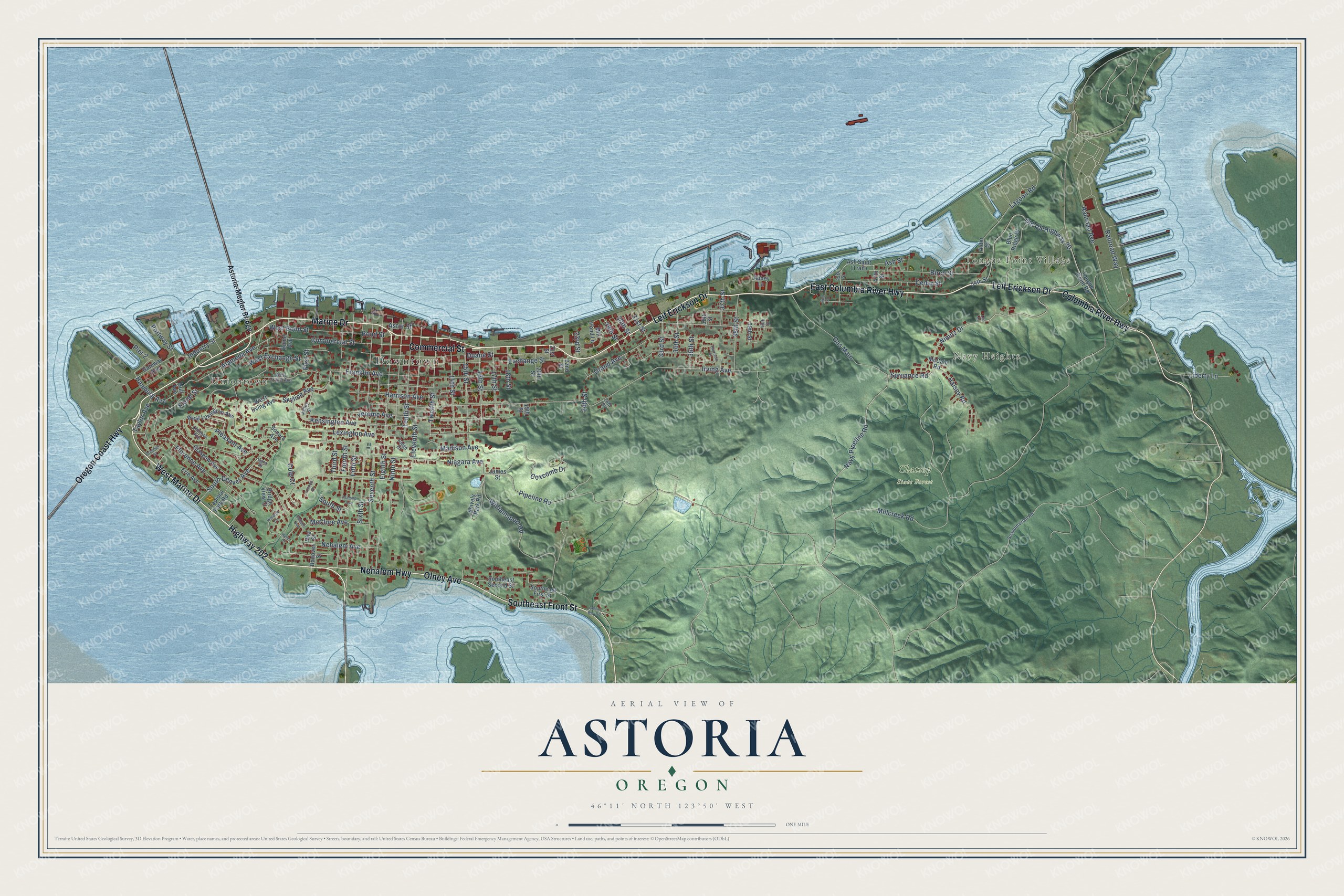 Watermarked full-map preview of Astoria, Oregon