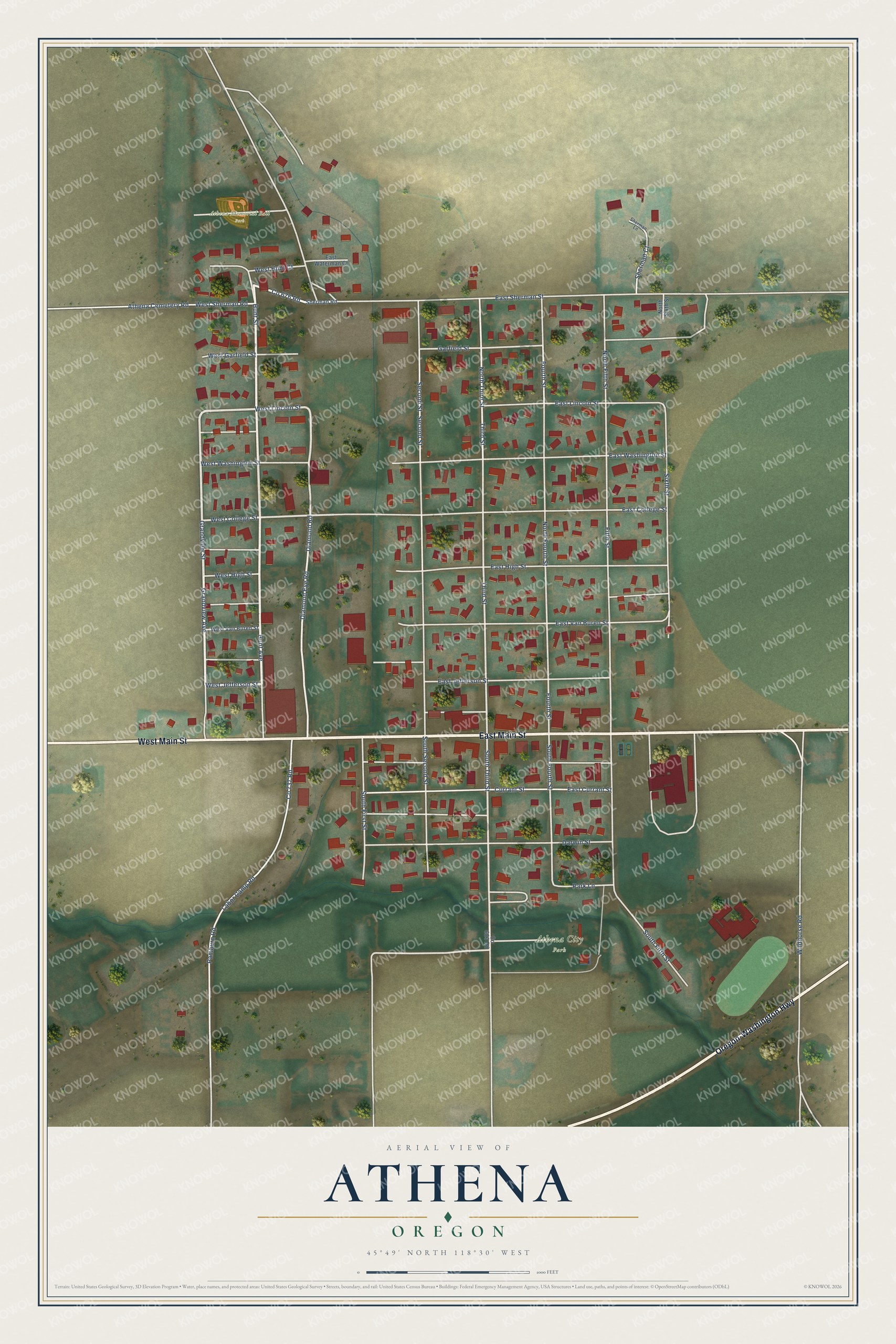 Watermarked full-map preview of Athena, Oregon