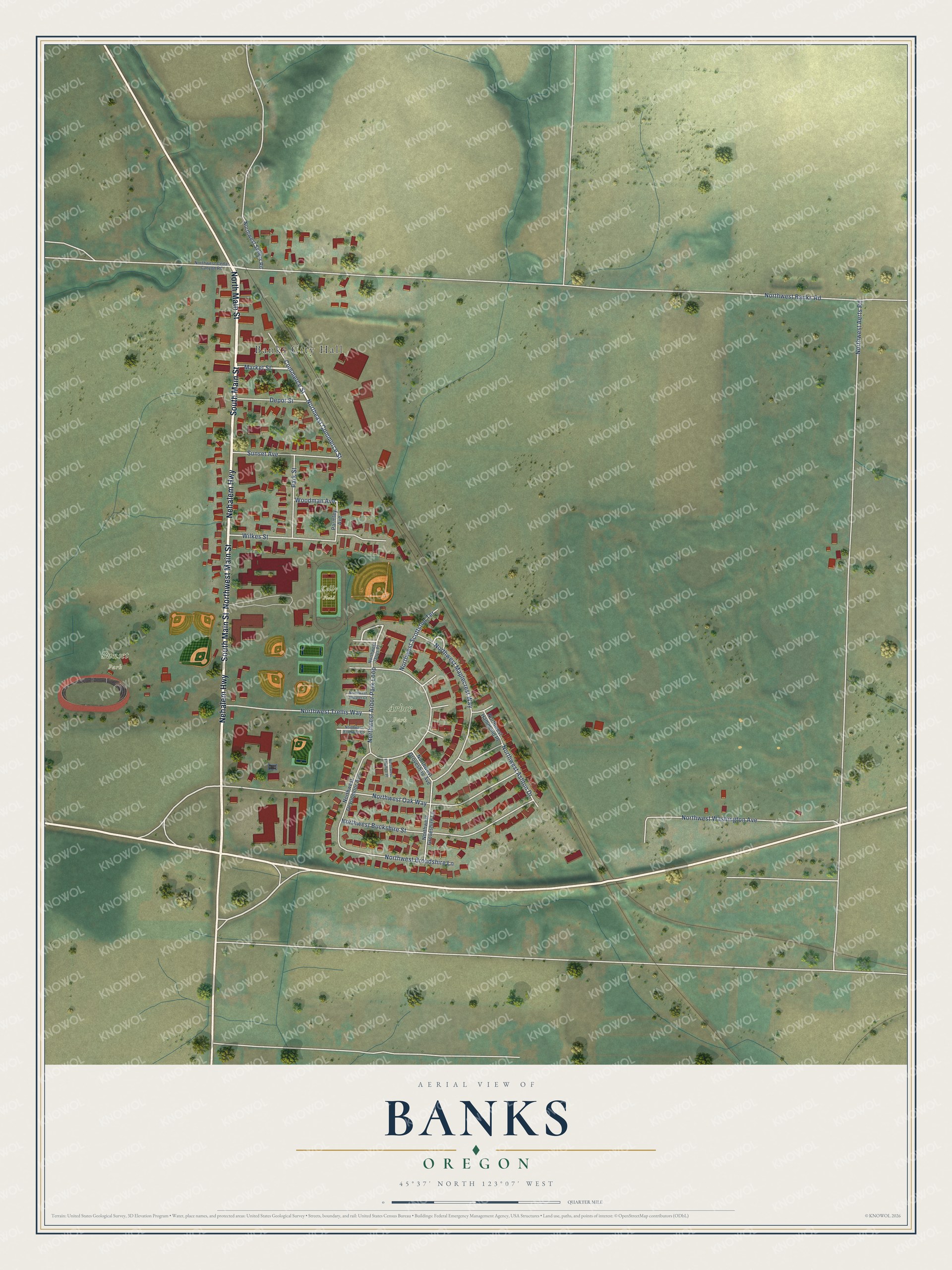 Watermarked full-map preview of Banks, Oregon