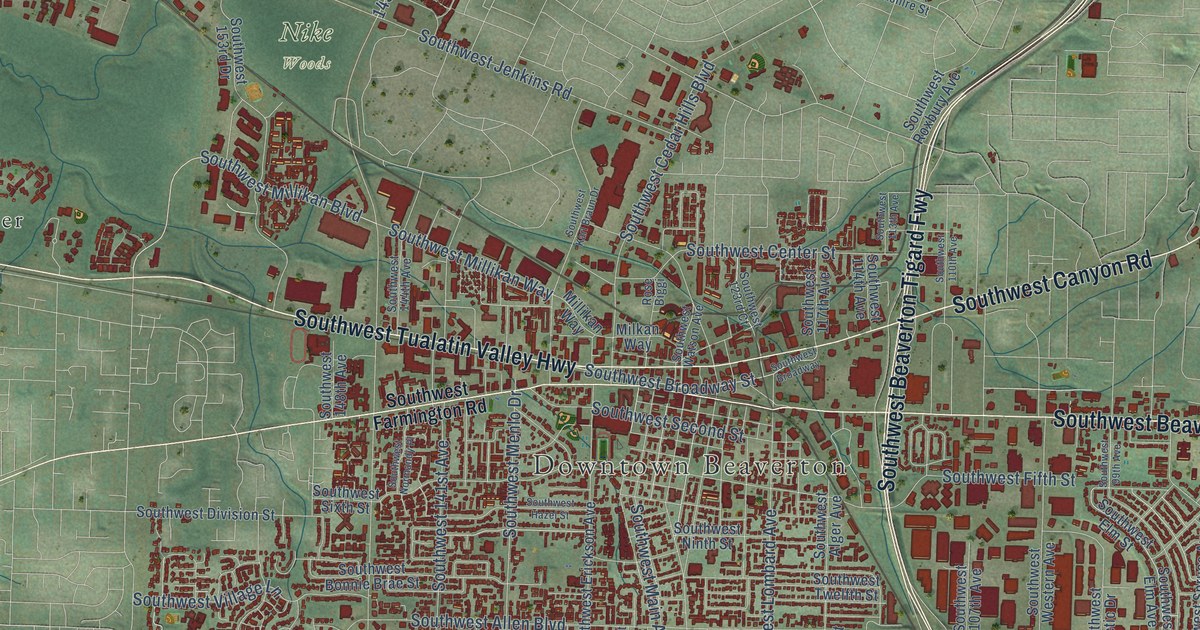 Map of Beaverton, Oregon in 2026